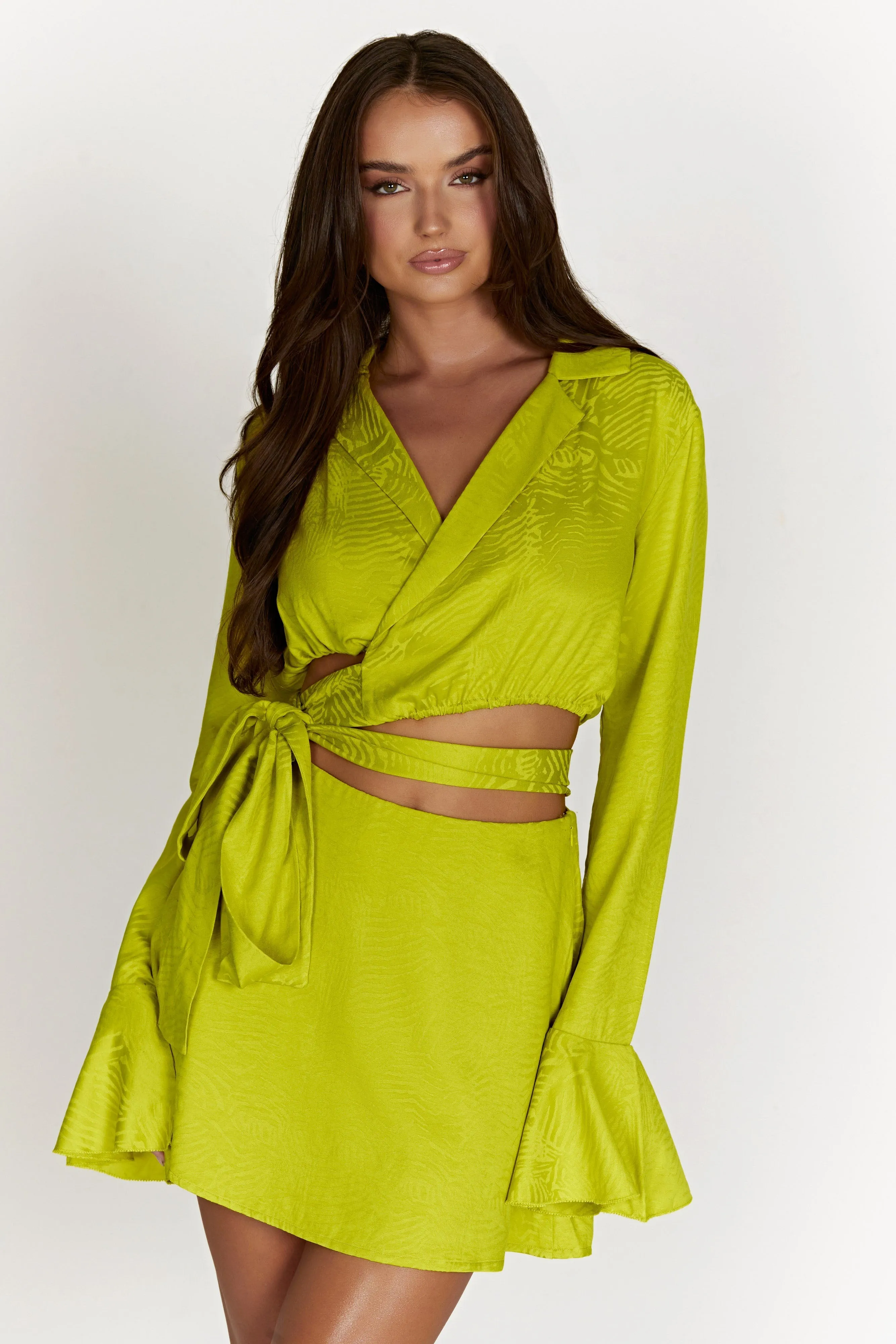 Annalise Wrap Top - Chartreuse sold by Meshki product image thumbnail 2
