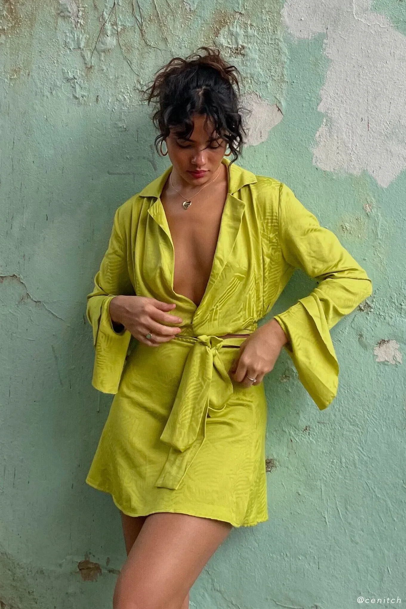 Annalise Wrap Top - Chartreuse sold by Meshki