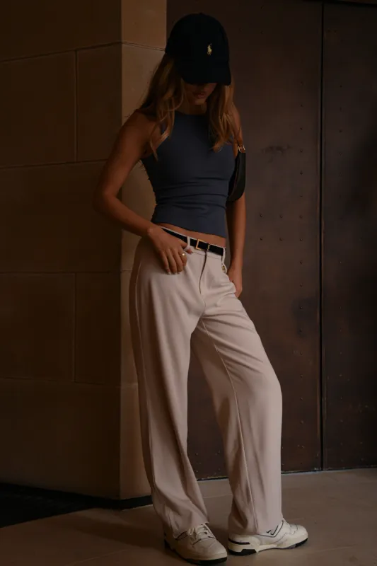 Minu Mid Rise Wide Leg Pant - Wheat sold by Meshki