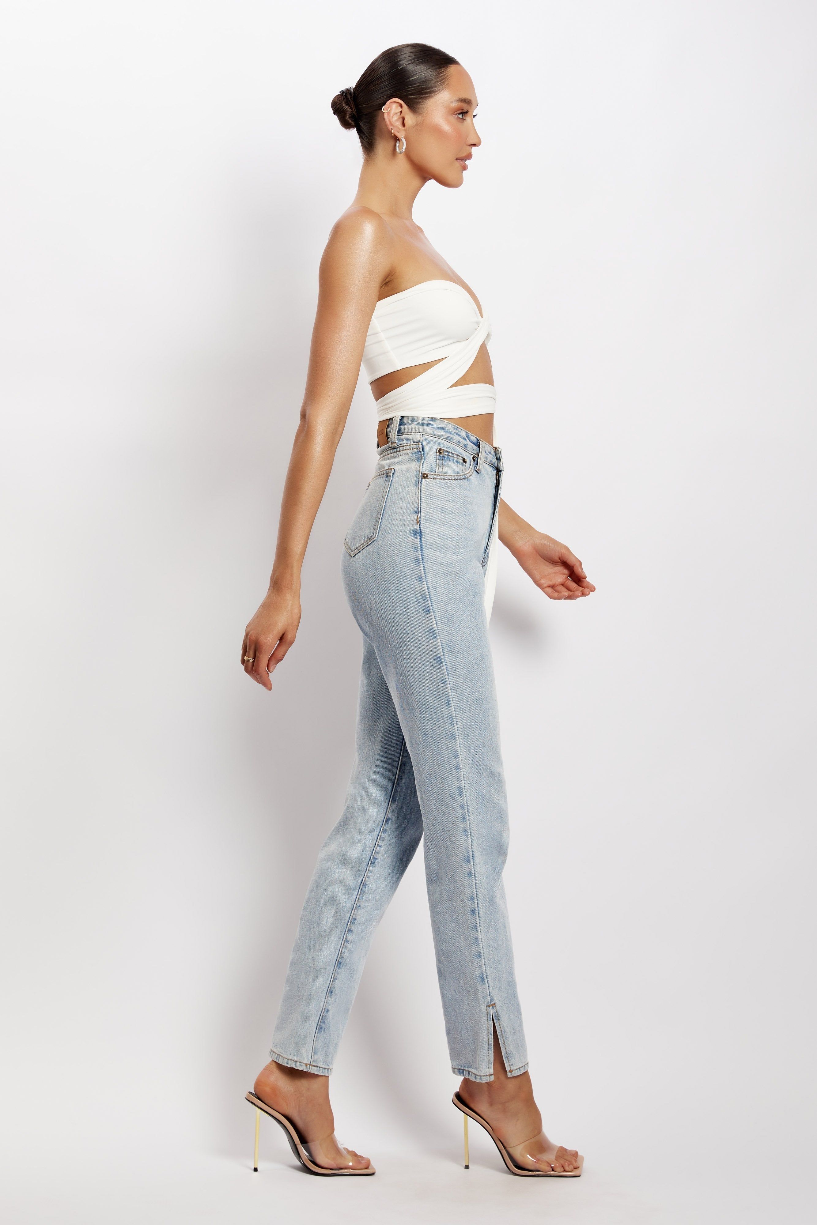 Lea Multi Way Crop Top - White sold by Meshki product image thumbnail 4