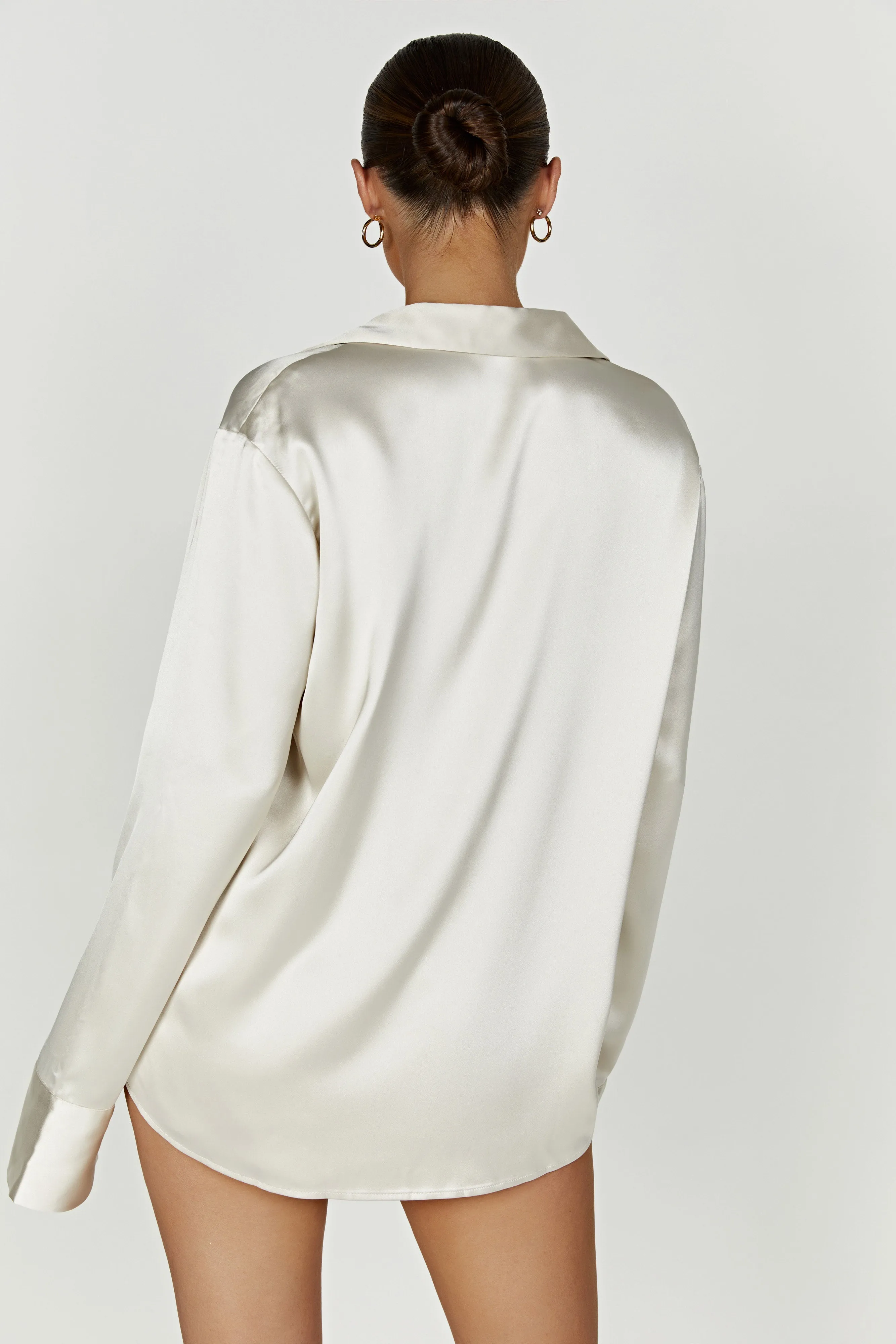 Nori Satin Shirt - Ivory sold by Meshki product image thumbnail 4