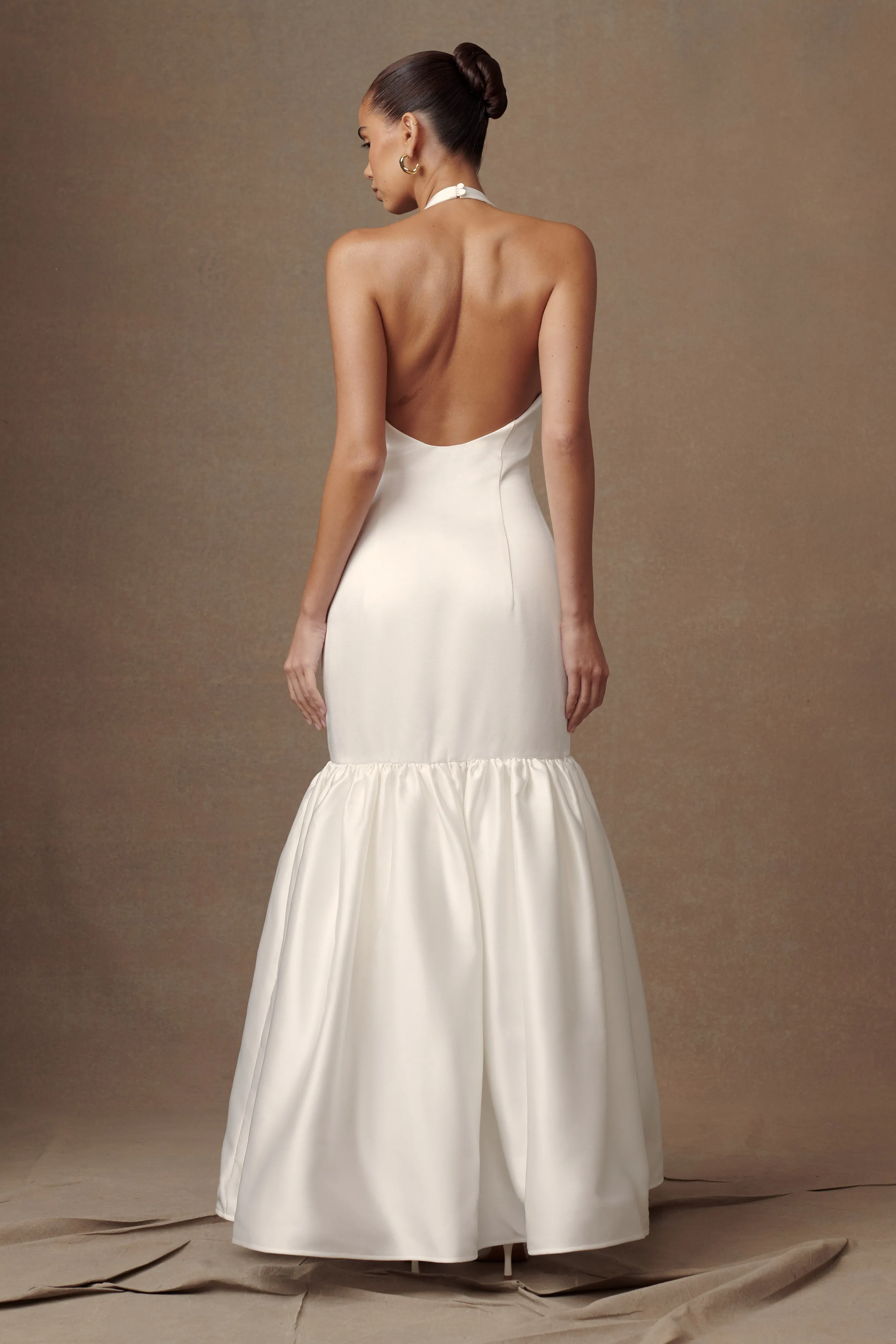 Danica Satin Halter Wedding Gown - White sold by Meshki product image thumbnail 5