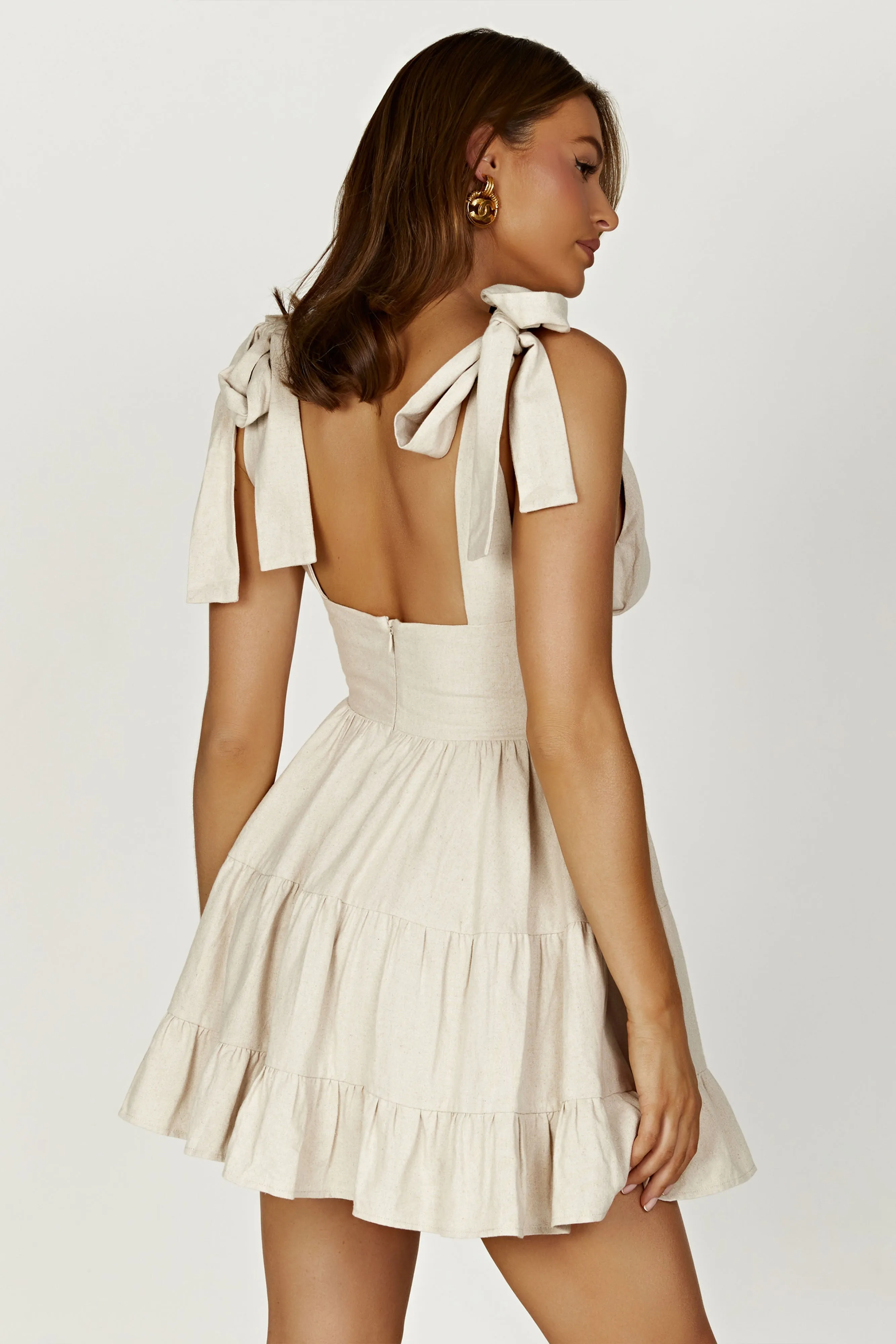 Aurelia Linen Mini Dress - Natural sold by Meshki product image thumbnail 3