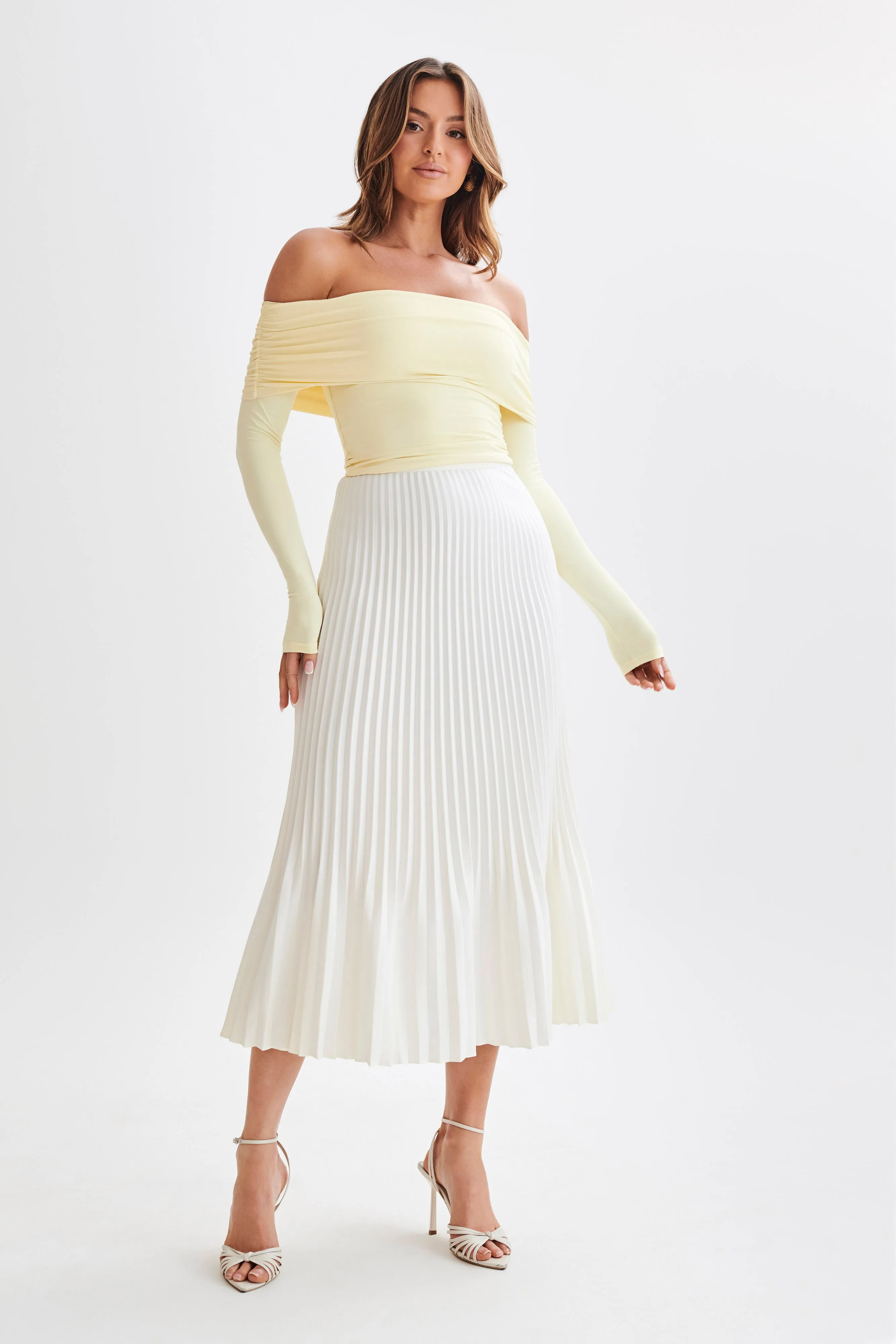 Lucinda Recycled Nylon Off Shoulder Top - Lemon sold by Meshki product image thumbnail 5
