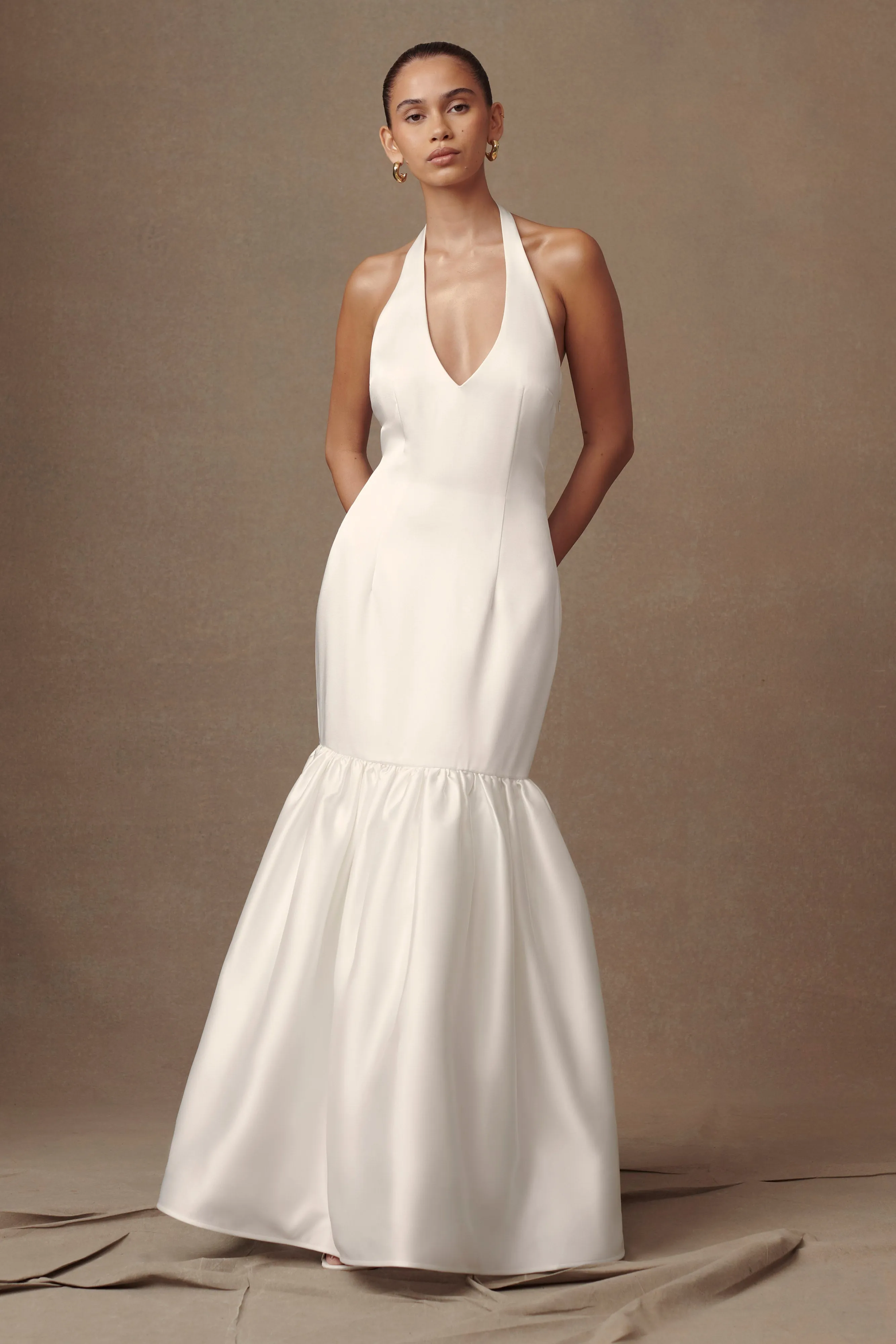 Danica Satin Halter Wedding Gown - White sold by Meshki product image thumbnail 4