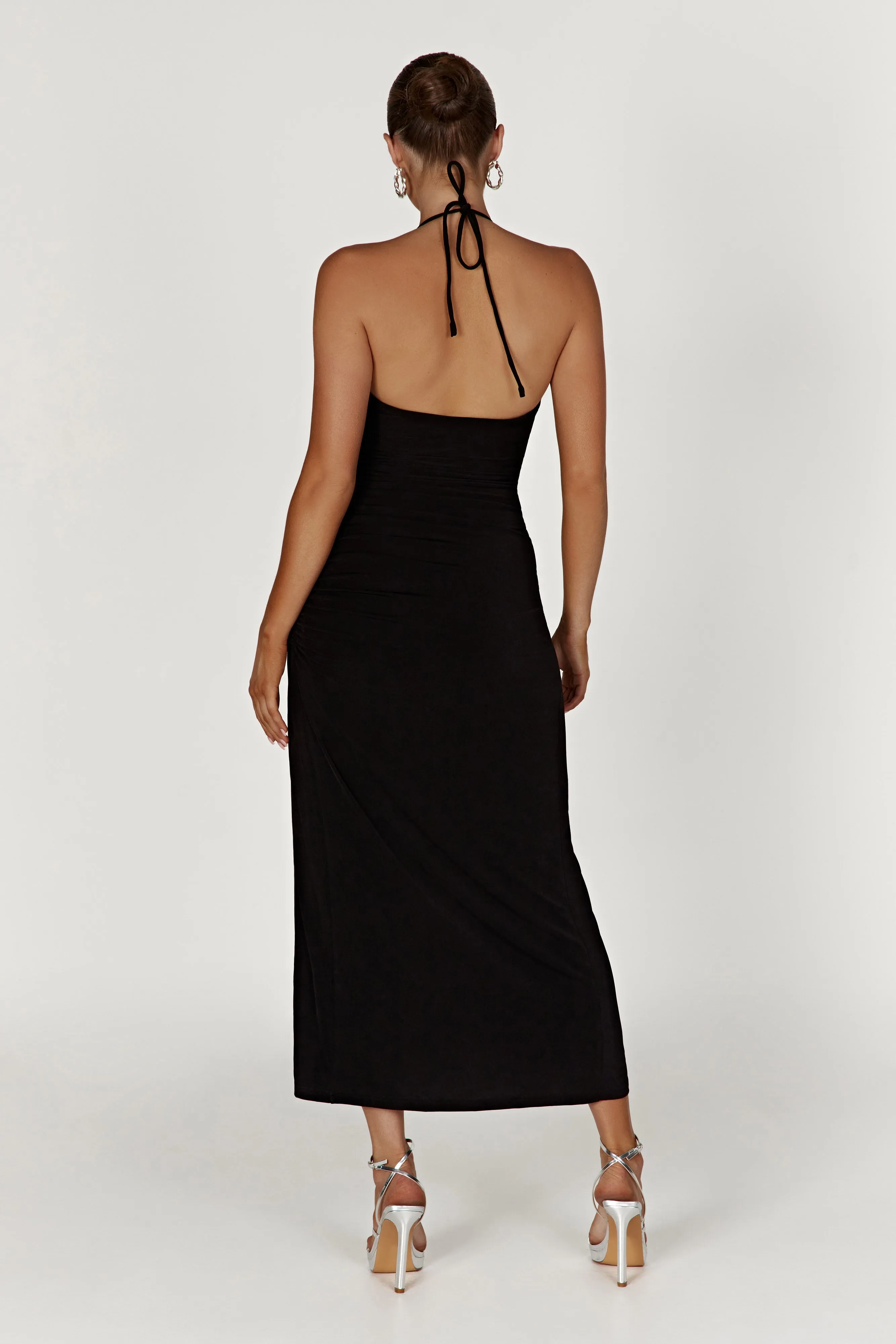 Allison Jersey Ruched Split Maxi Dress - Black sold by Meshki product image thumbnail 2