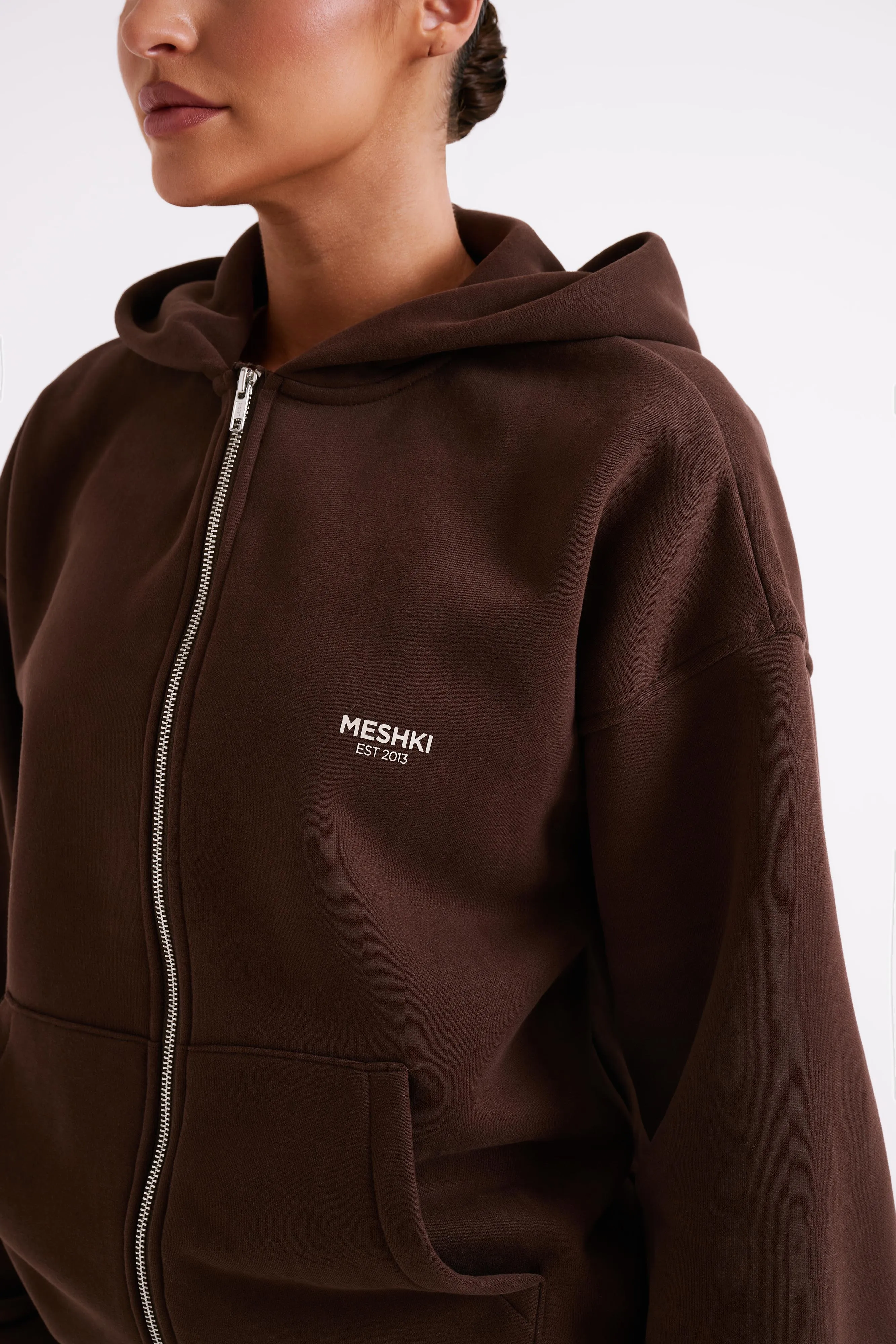 Corrie Unisex Zip Through Hoodie - Dark Chocolate sold by Meshki product image thumbnail 2