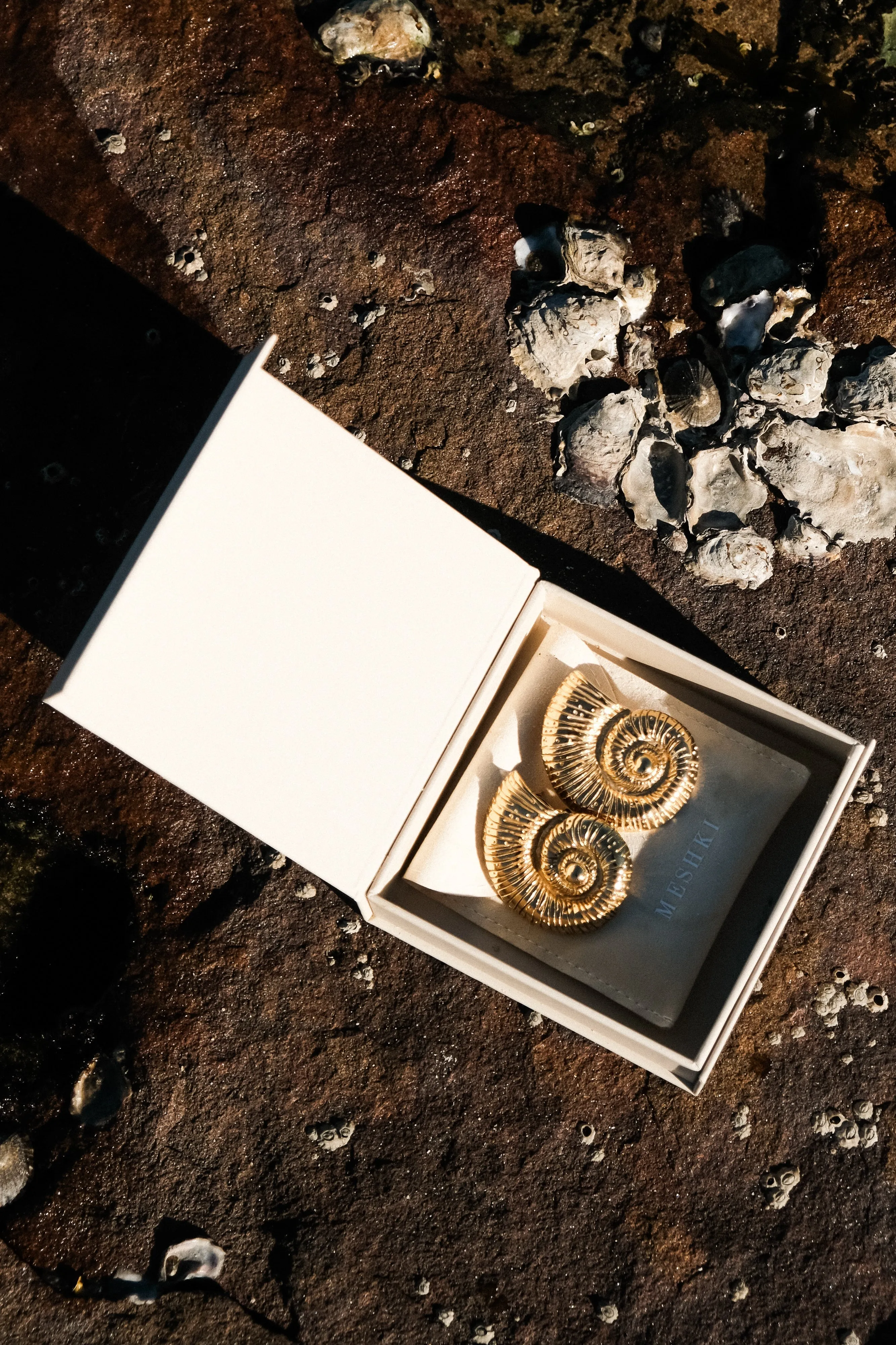 Siren Shell Earrings - Gold sold by Meshki product image thumbnail 3