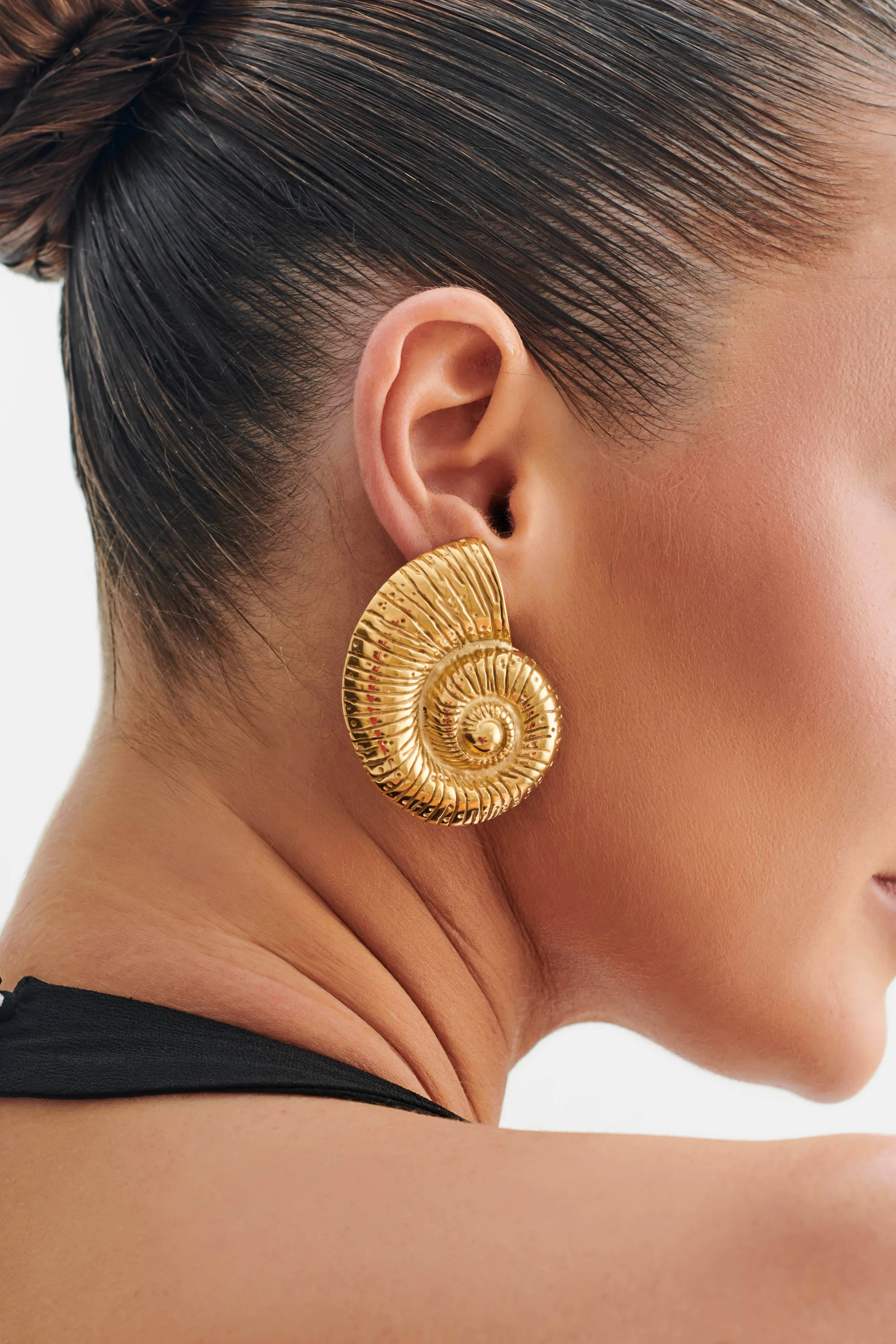 Siren Shell Earrings - Gold sold by Meshki product image thumbnail 4