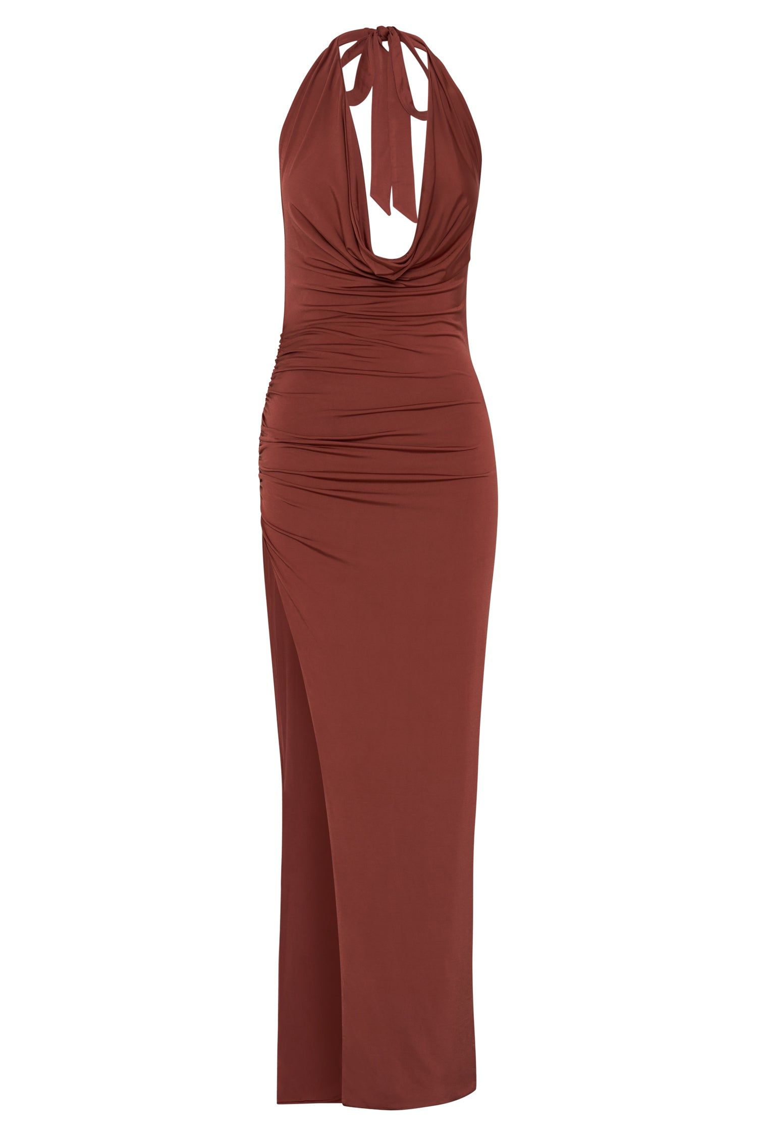 Renata Cowl Neck Maxi Dress - Cherry Chocolate sold by Meshki product image thumbnail 9