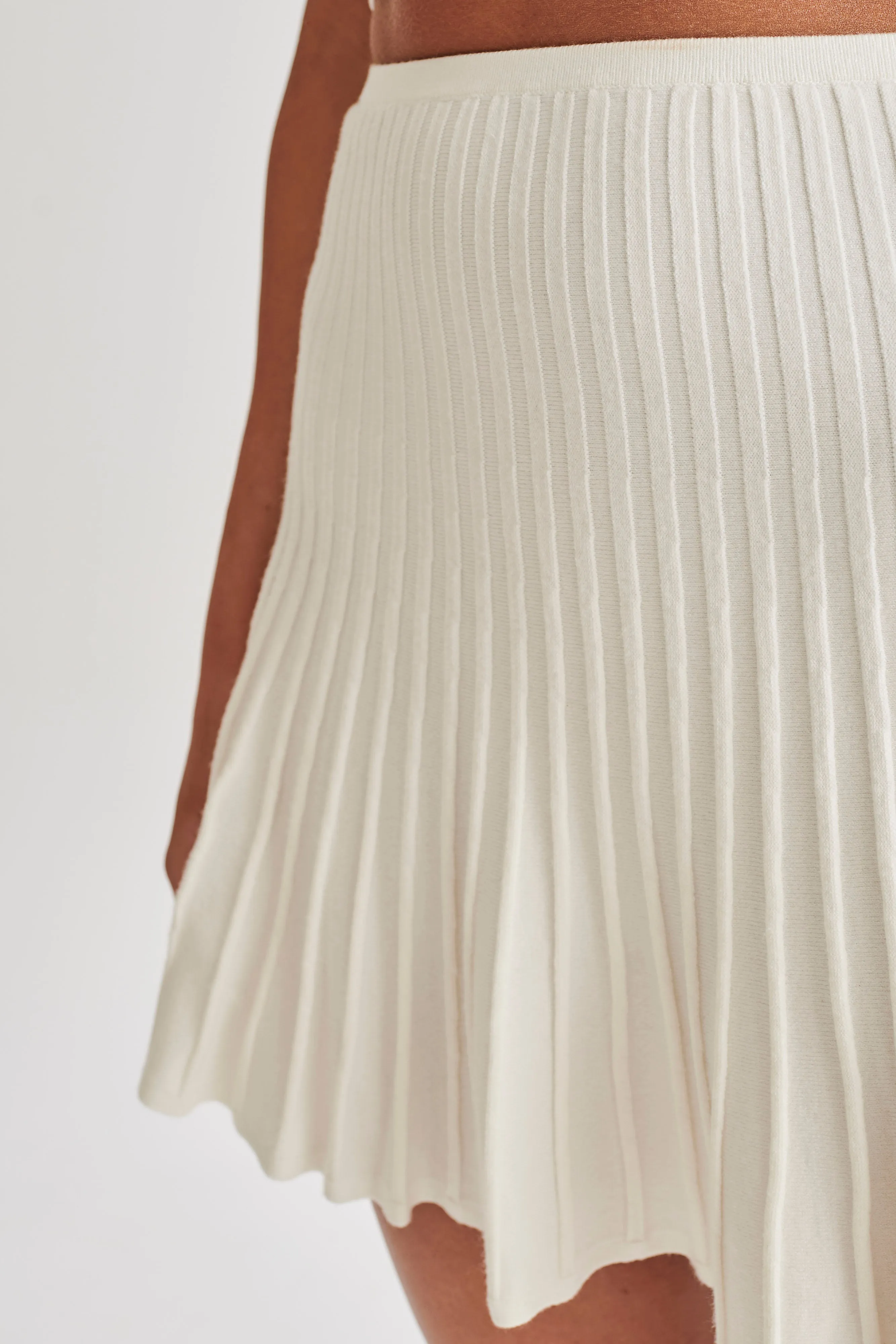 Wendy Pleated Knit Mini Skirt - Ivory sold by Meshki product image thumbnail 2