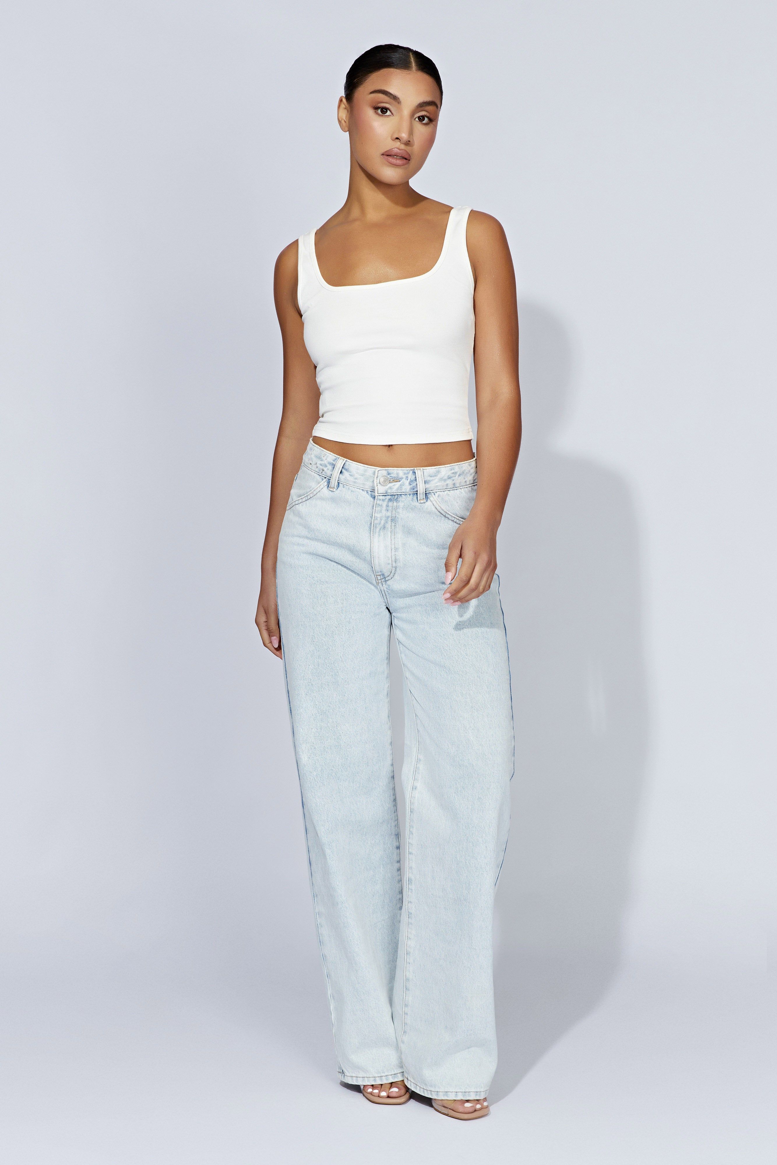 Meghan Square Neck Ribbed Top - White sold by Meshki product image thumbnail 3