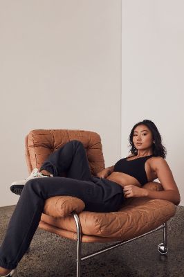 Emery Embossed Fleeceback Joggers - Charcoal sold by Meshki