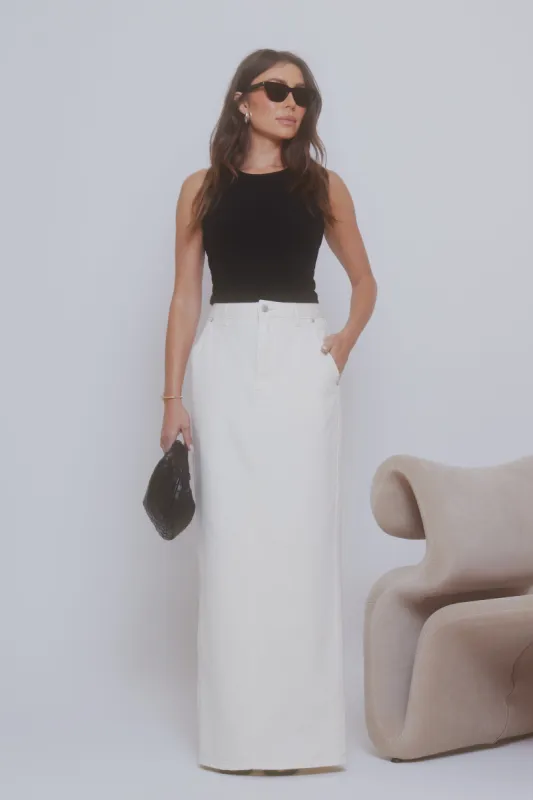 Illona Denim Maxi Skirt - Ecru made by Meshki