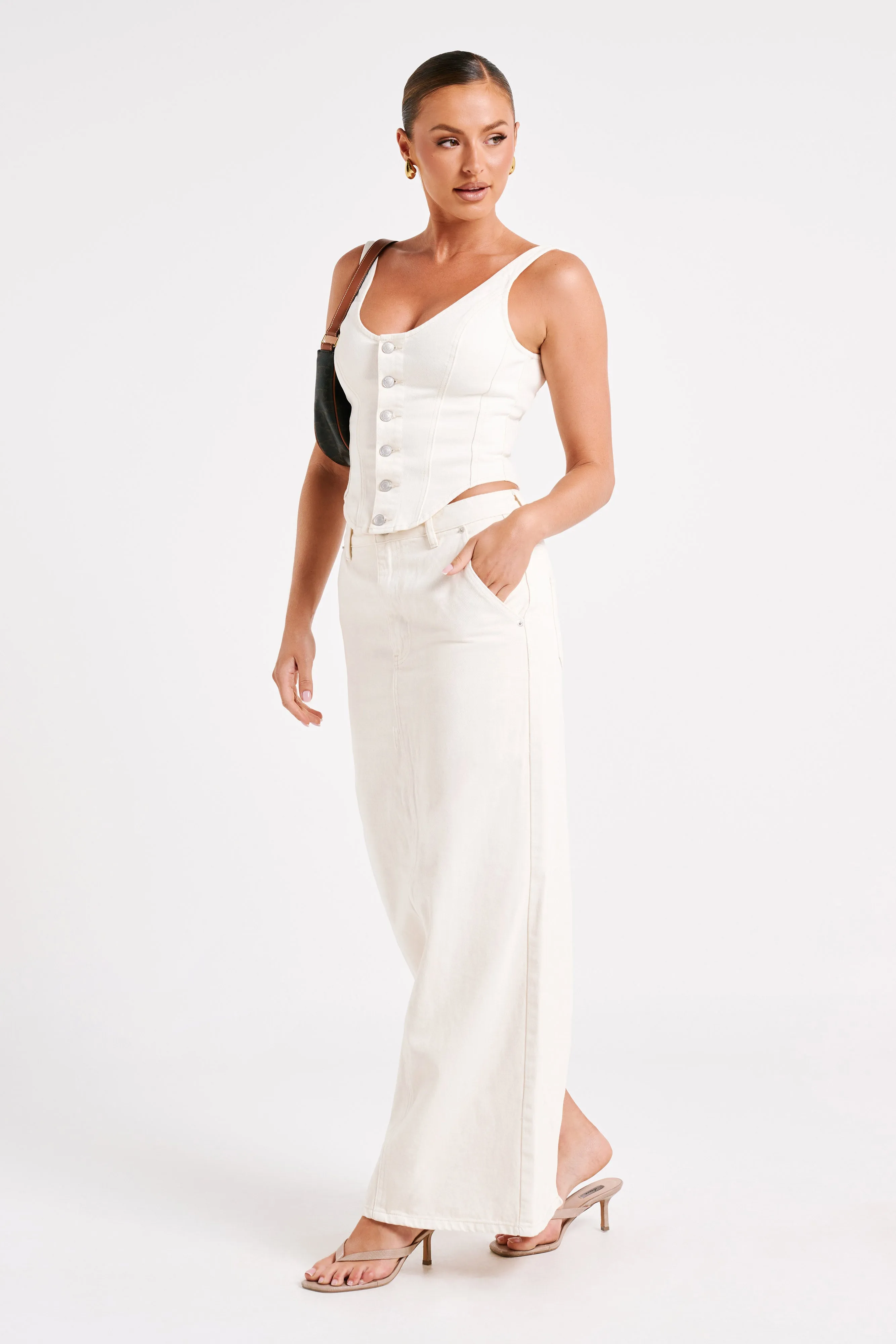Illona Denim Maxi Skirt - Ecru sold by Meshki product image thumbnail 5