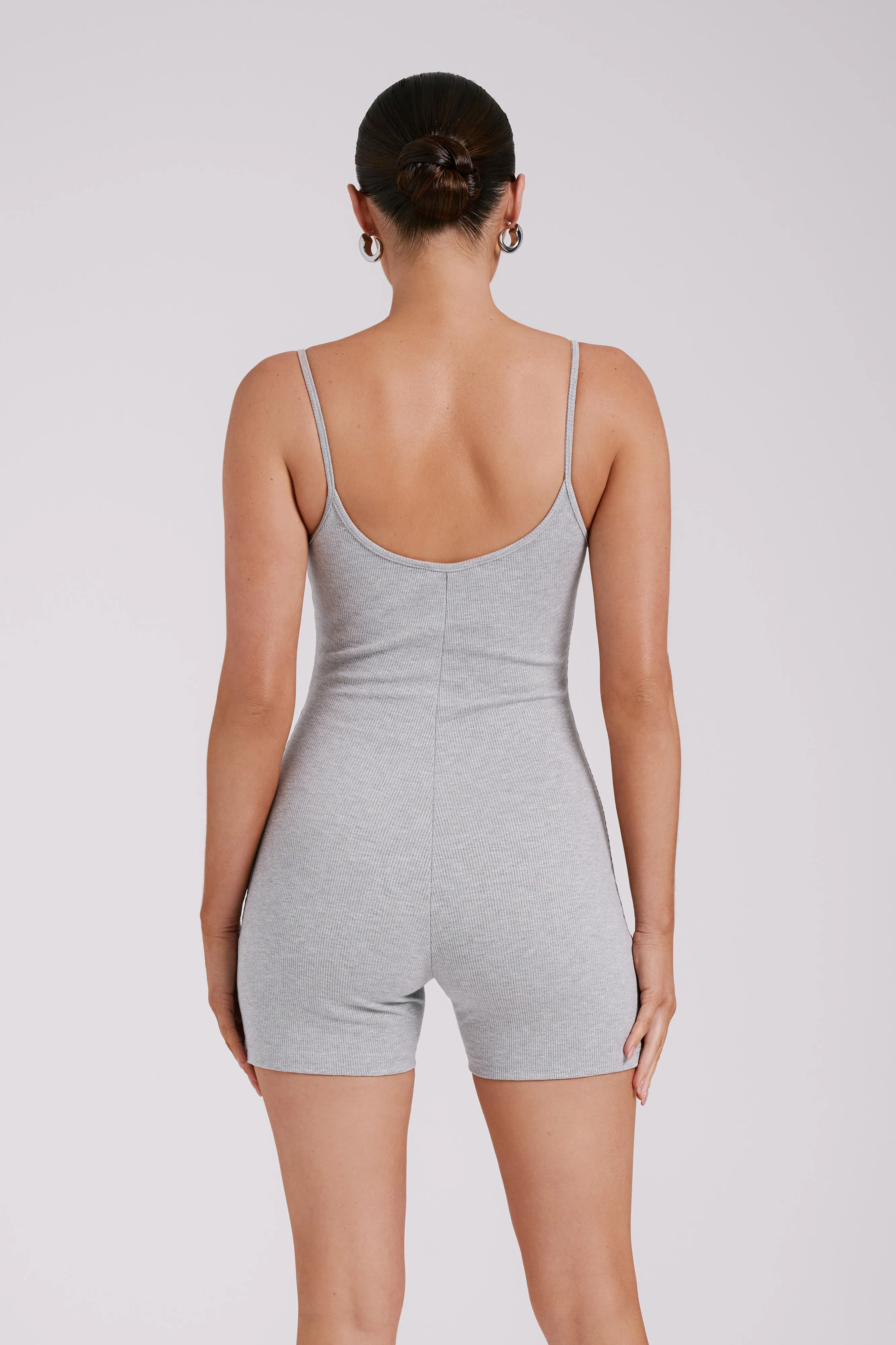 Alexis Ribbed Cami Playsuit - Grey Marle sold by Meshki product image thumbnail 3