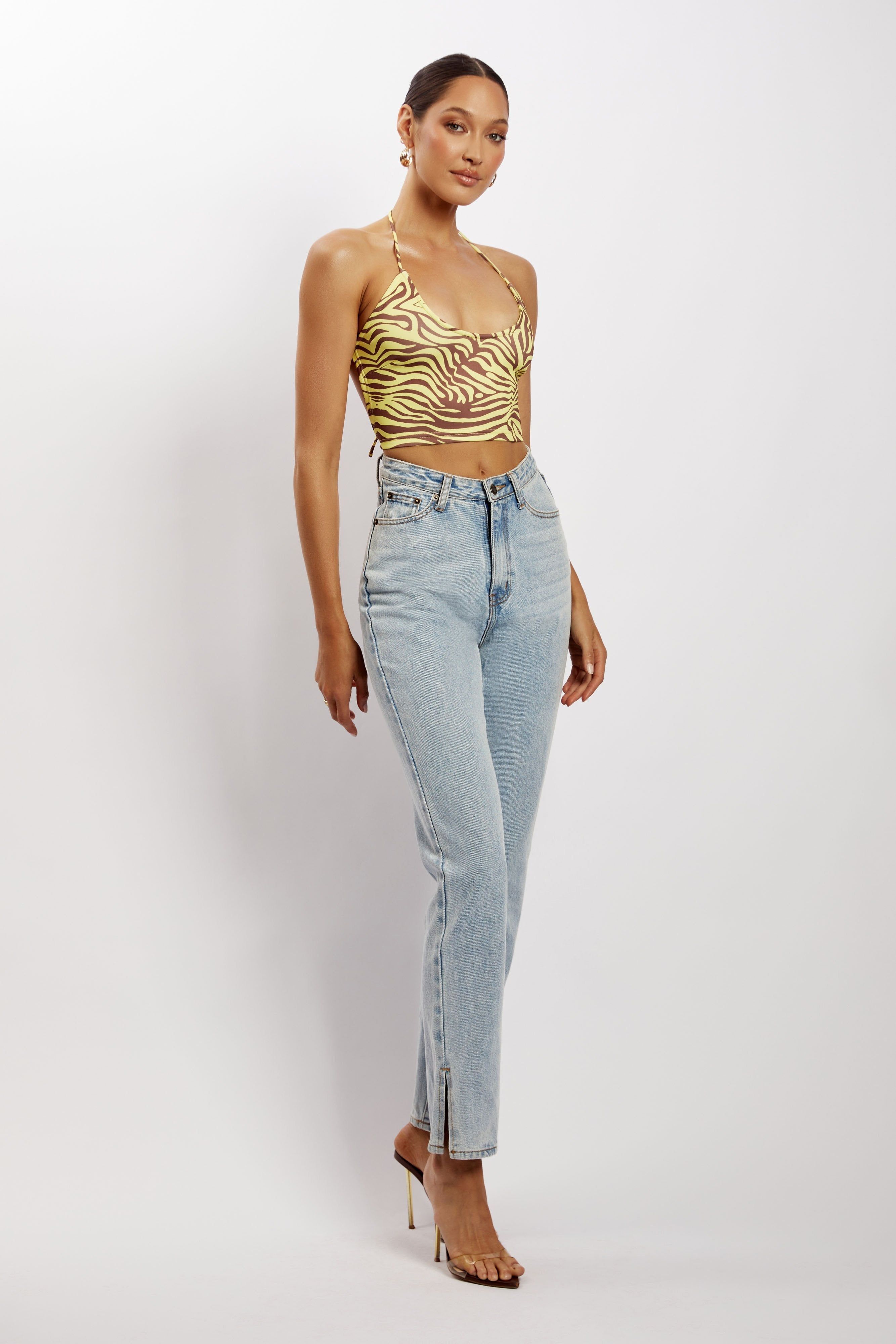 Joelle Halter Crop Top - Zebra Print sold by Meshki product image thumbnail 4