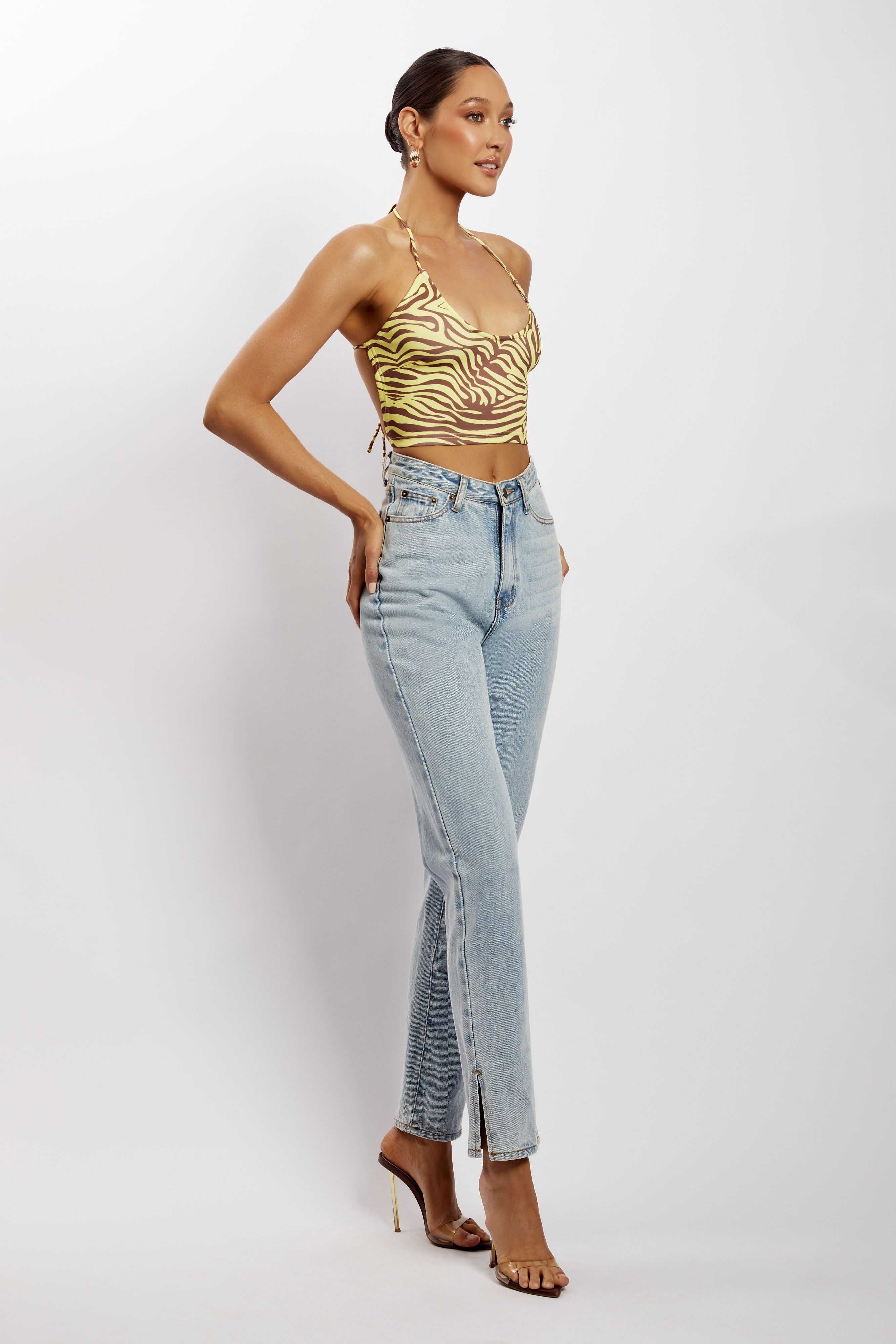 Joelle Halter Crop Top - Zebra Print sold by Meshki product image thumbnail 5