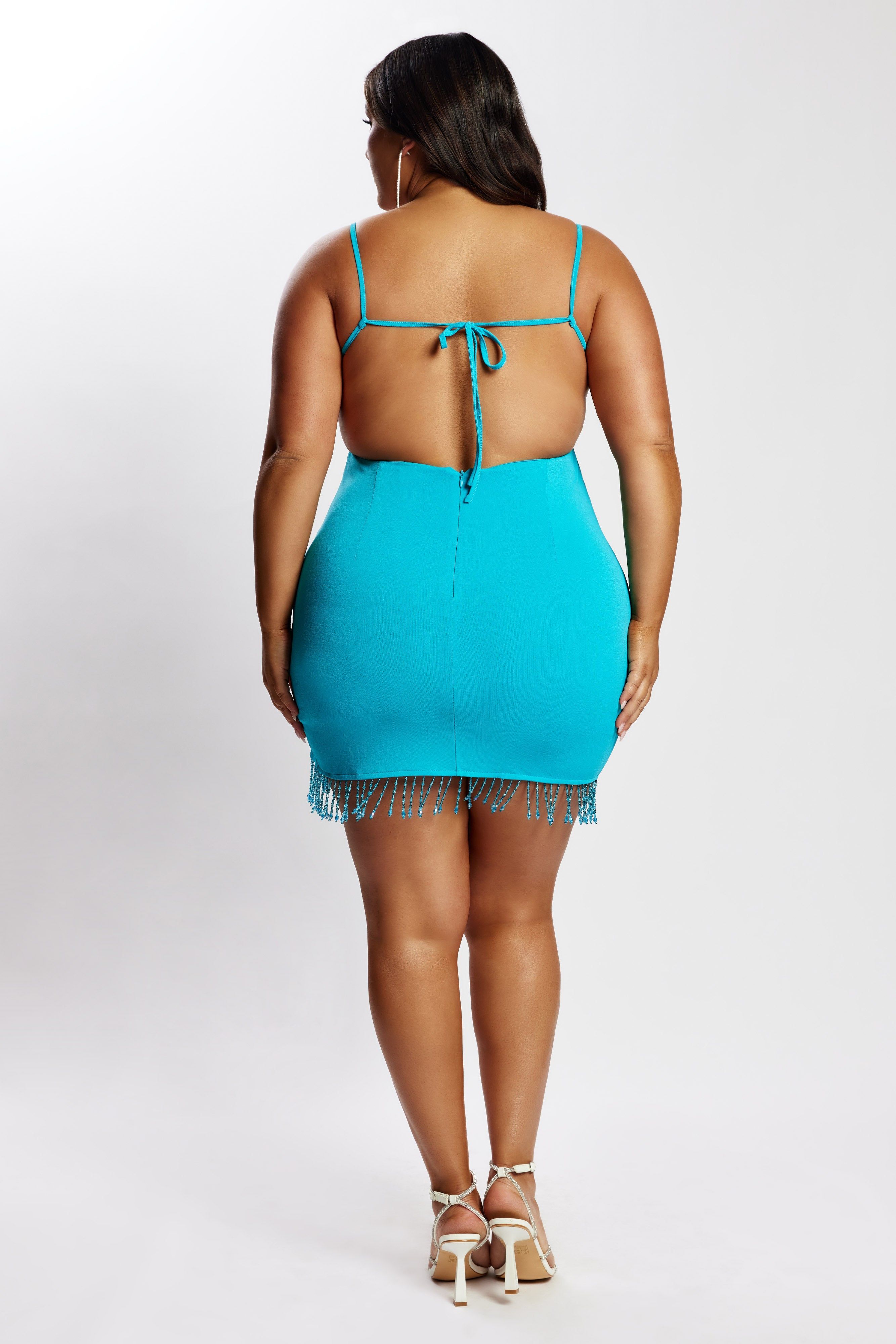 Darcie Fringe Mini Dress - Aqua sold by Meshki product image thumbnail 10