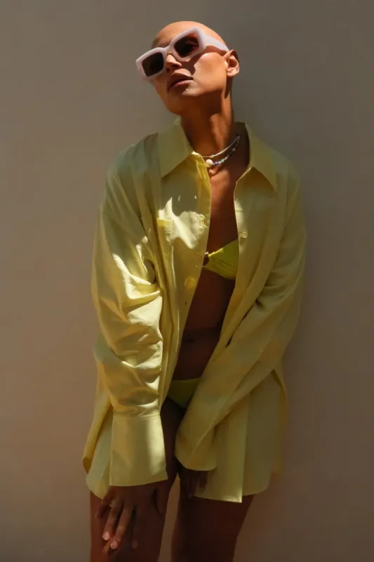 Alexandra Oversized Button Up Shirt - Lemon sold by Meshki