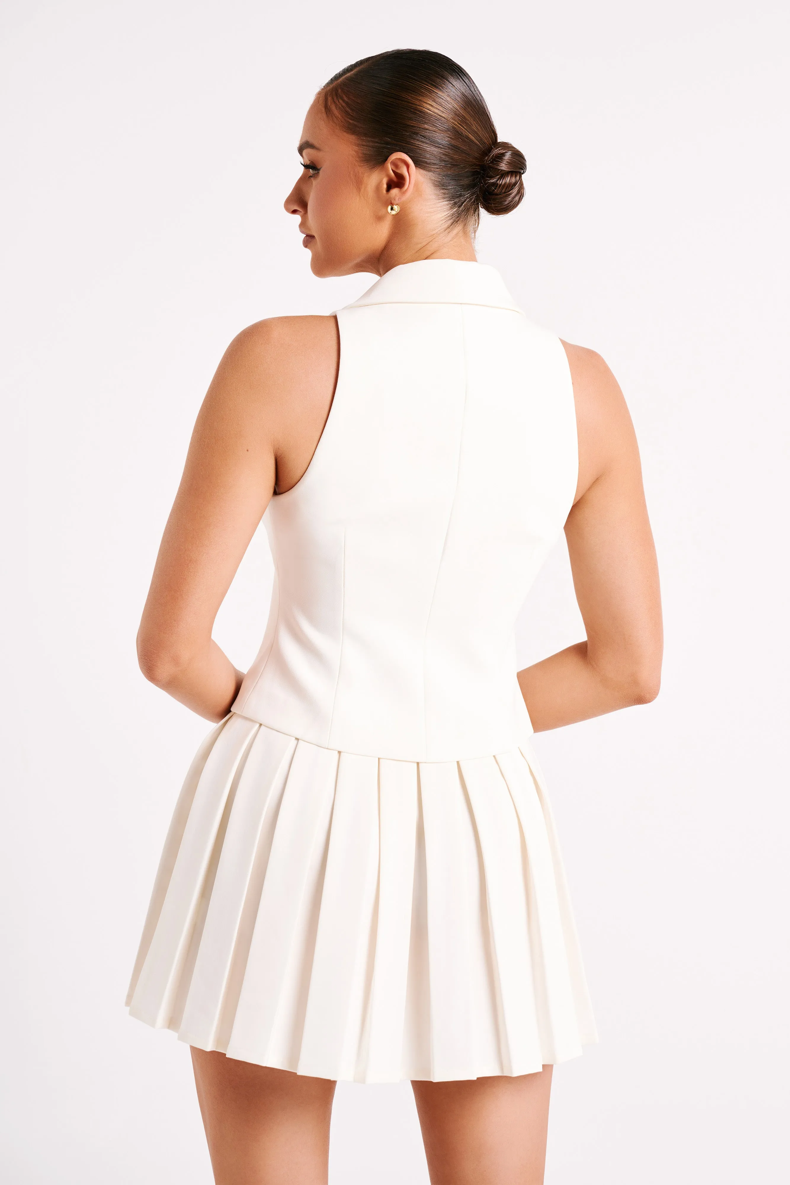 Mura Pleated Mini Skirt - Ivory sold by Meshki product image thumbnail 4
