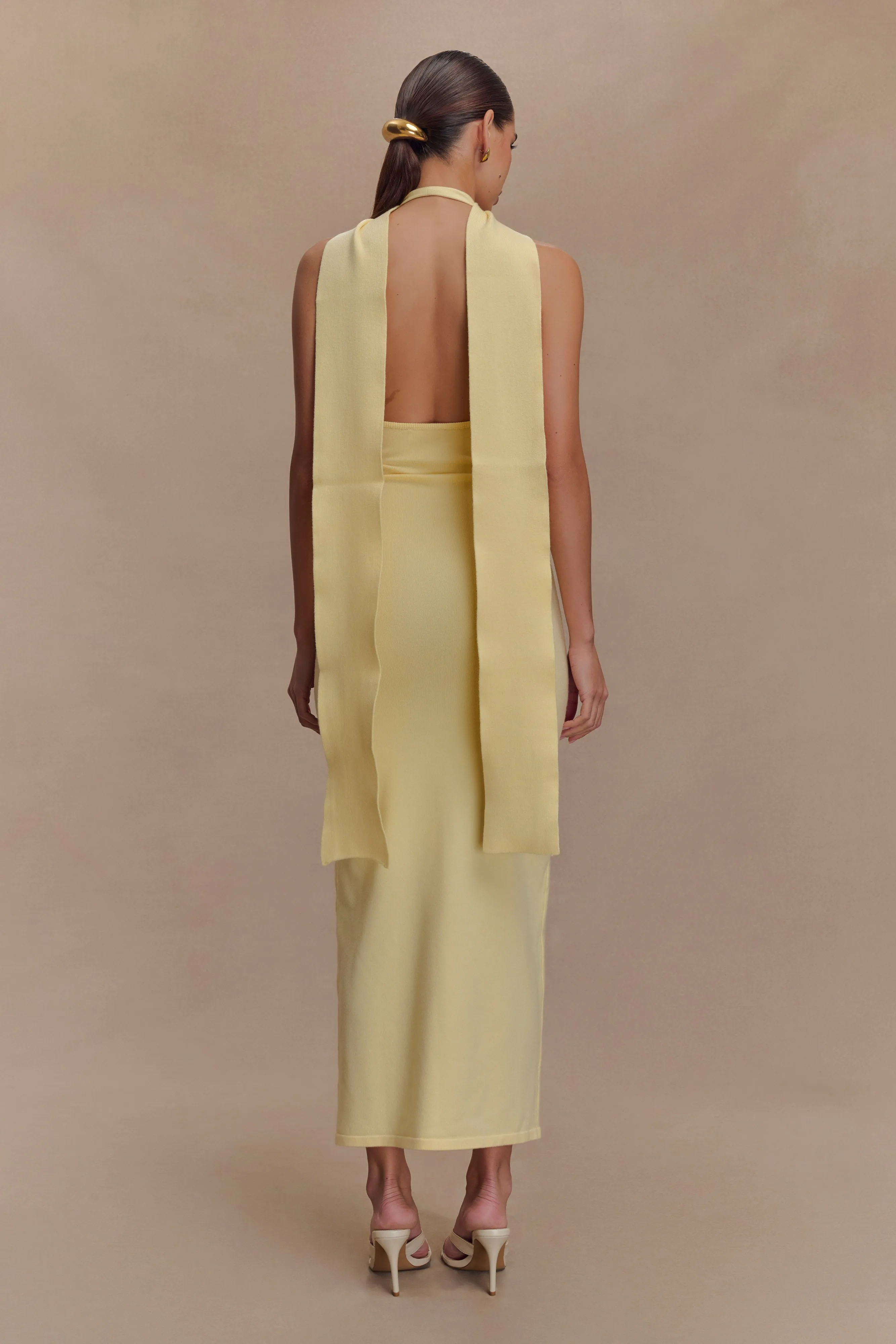 Wynn Floral Knit Midi Dress - Lemon sold by Meshki product image thumbnail 3