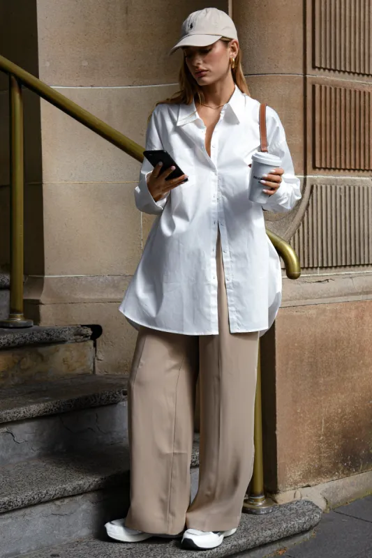 Alexandra Oversized Button Up Shirt - White sold by Meshki