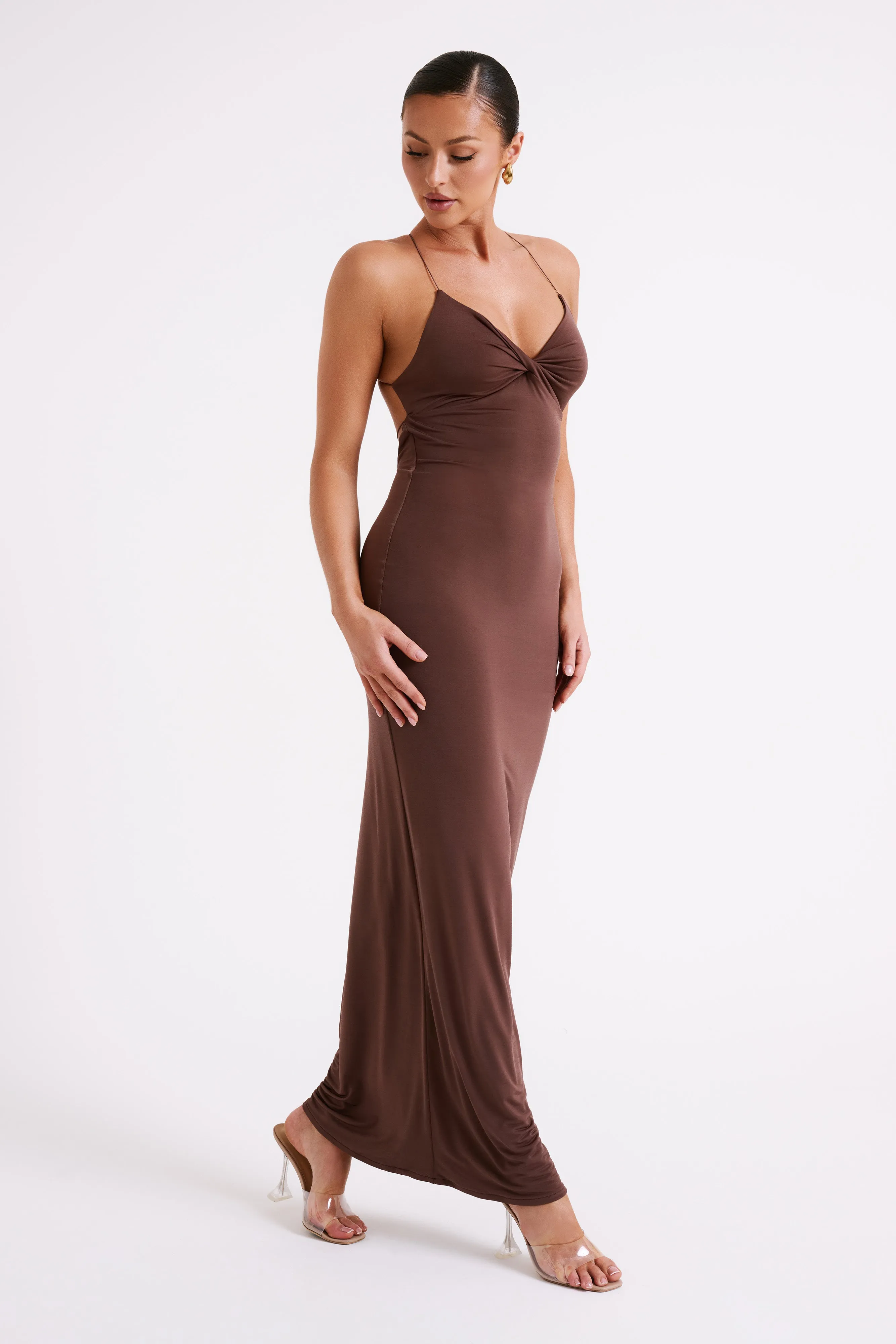 Sinead Twist Maxi Dress - Mocha sold by Meshki product image thumbnail 5
