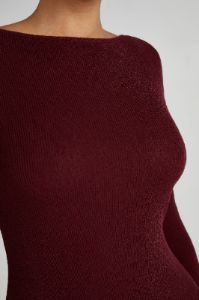 Zahra Long Sleeve Open Back Mini Knit Dress - Berry sold by Meshki