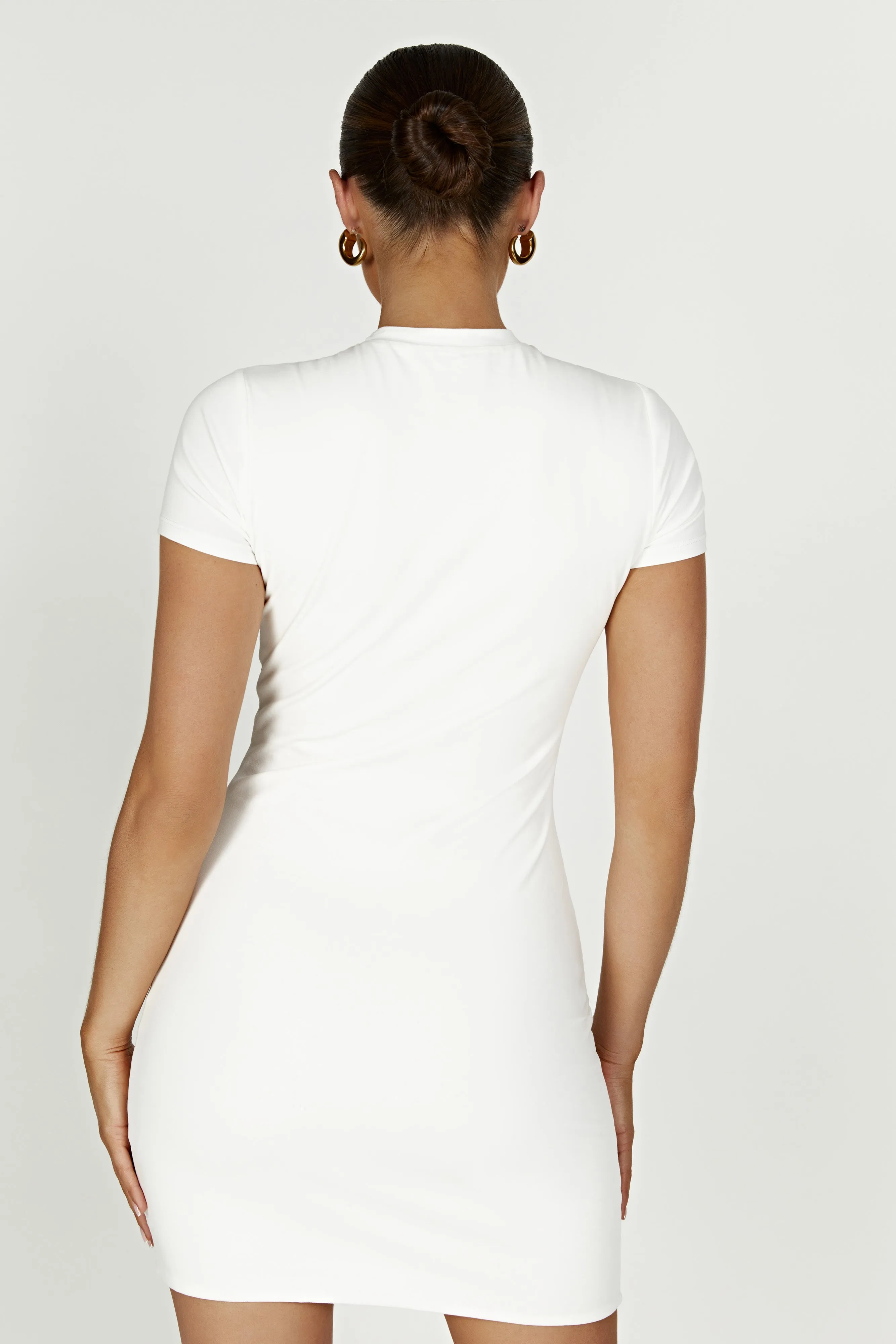 Halston Short Sleeve Mini Dress - White sold by Meshki product image thumbnail 2
