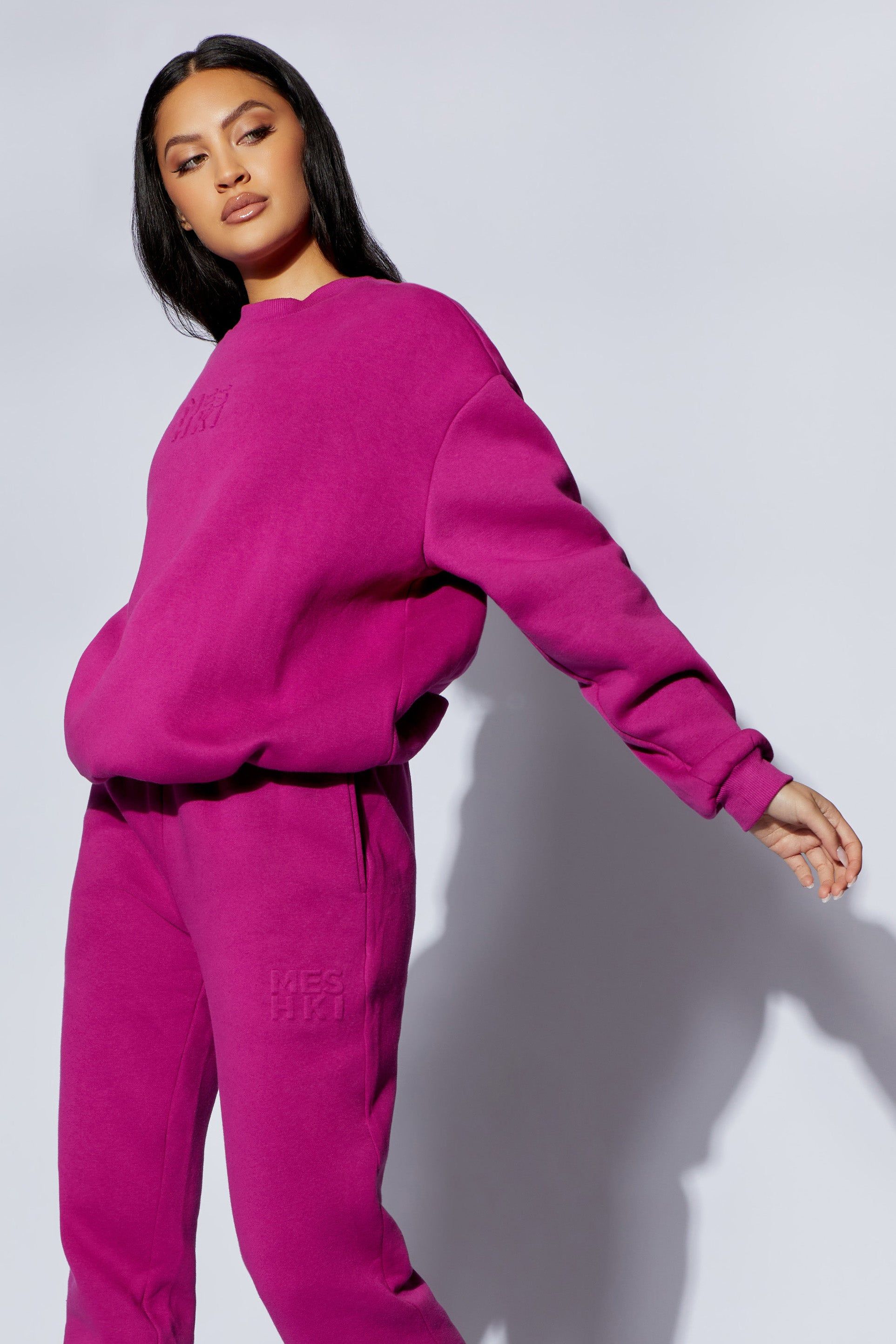 Sutton Embossed Fleeceback Crewneck - Violet sold by Meshki product image thumbnail 6