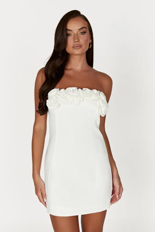 Brooks Rose Mini Dress - White sold by Meshki