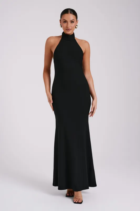 Genesis High Neck Maxi Dress - Black sold by Meshki
