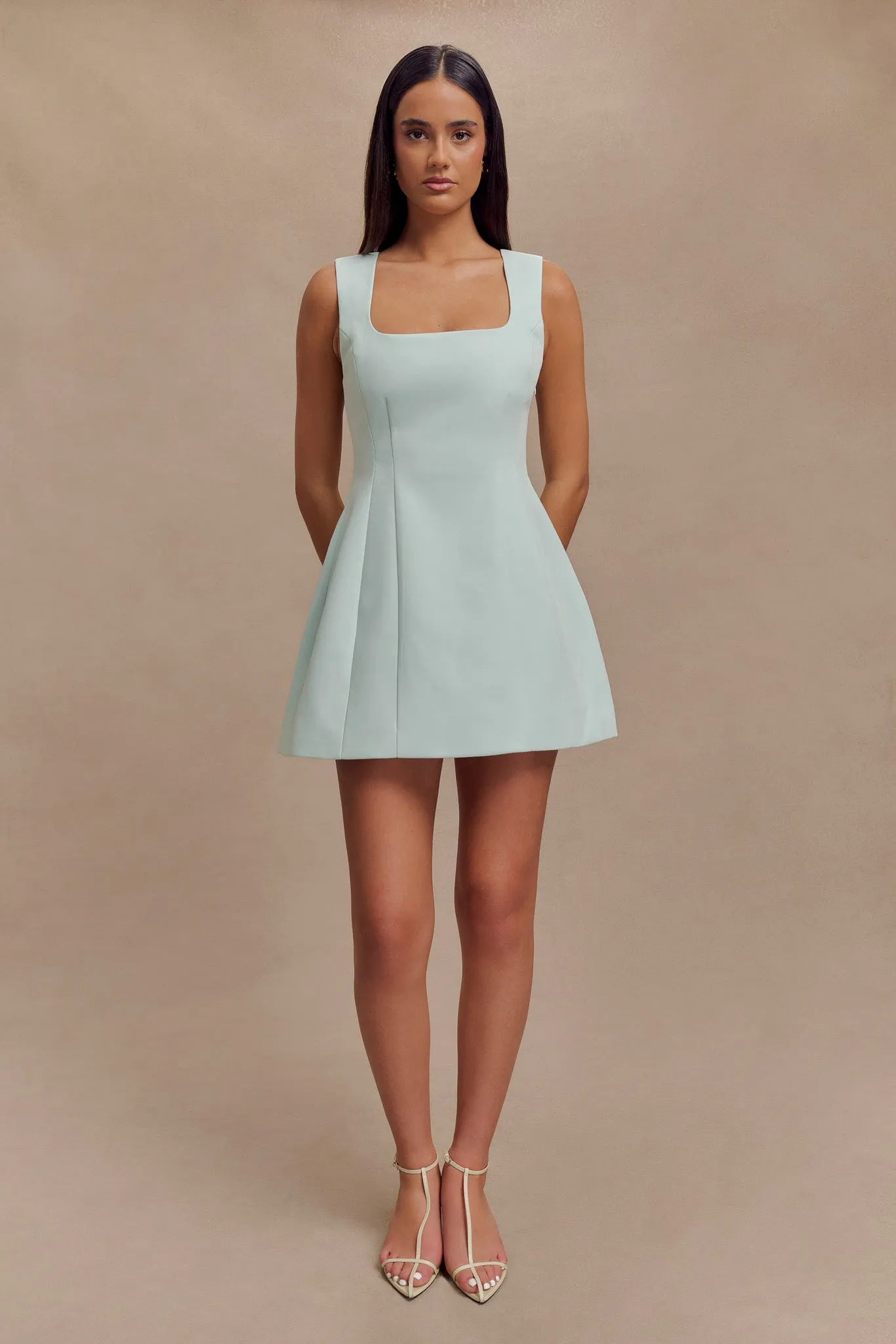 Lysandre Crepe Mini Dress - Ice Blue sold by Meshki product image thumbnail 4