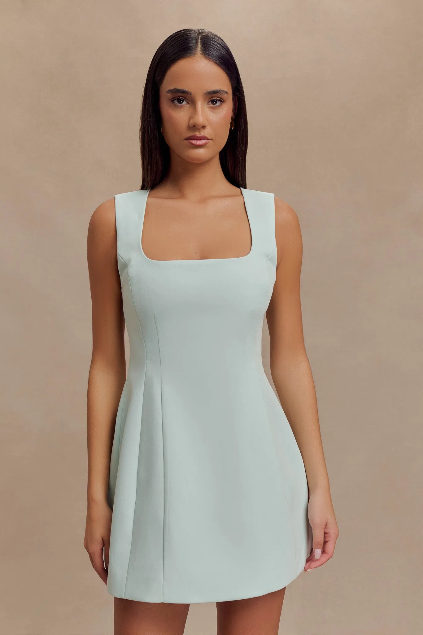 Lysandre Crepe Mini Dress - Ice Blue sold by Meshki