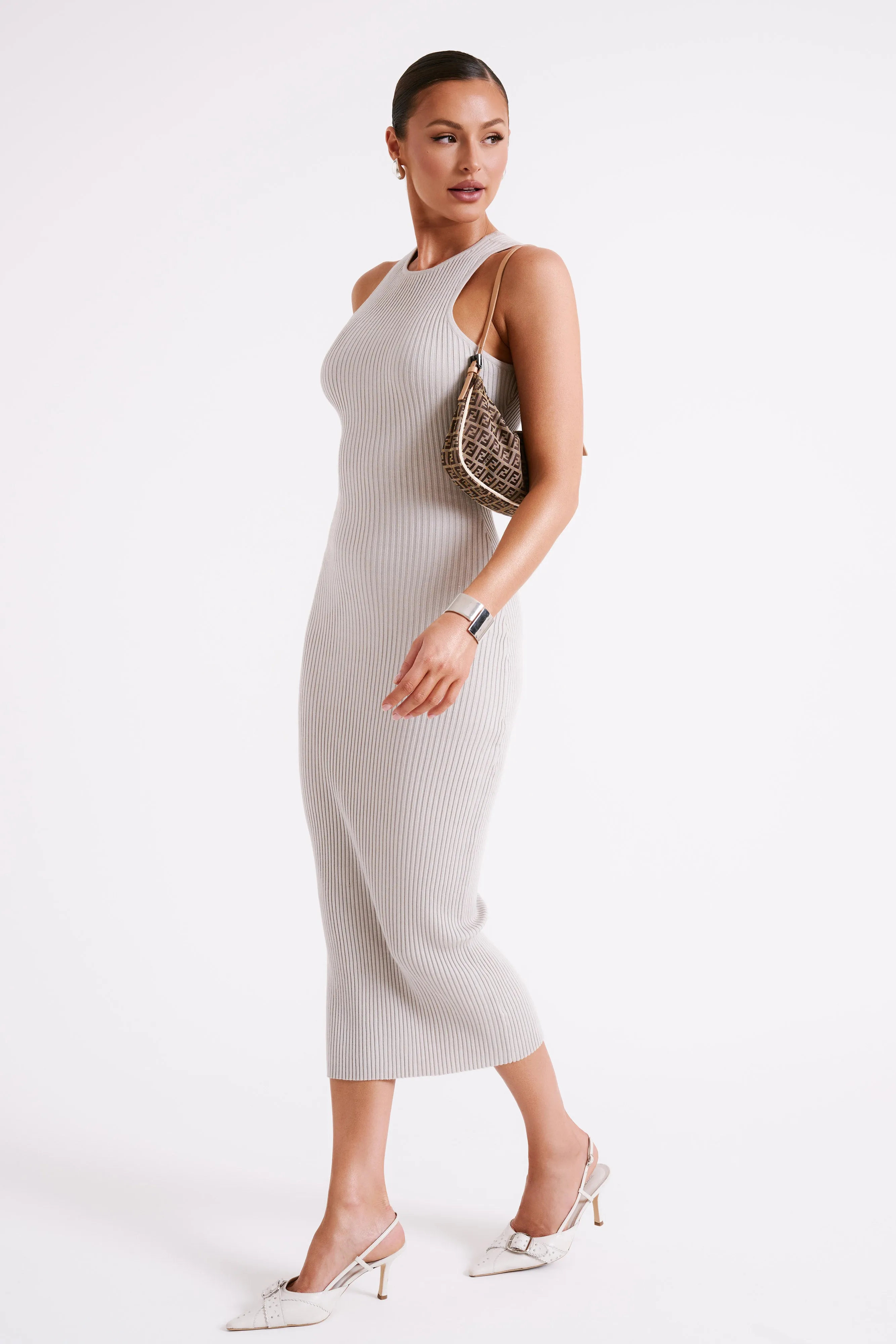 Sienna Knit Midi Dress - Grey sold by Meshki product image thumbnail 4
