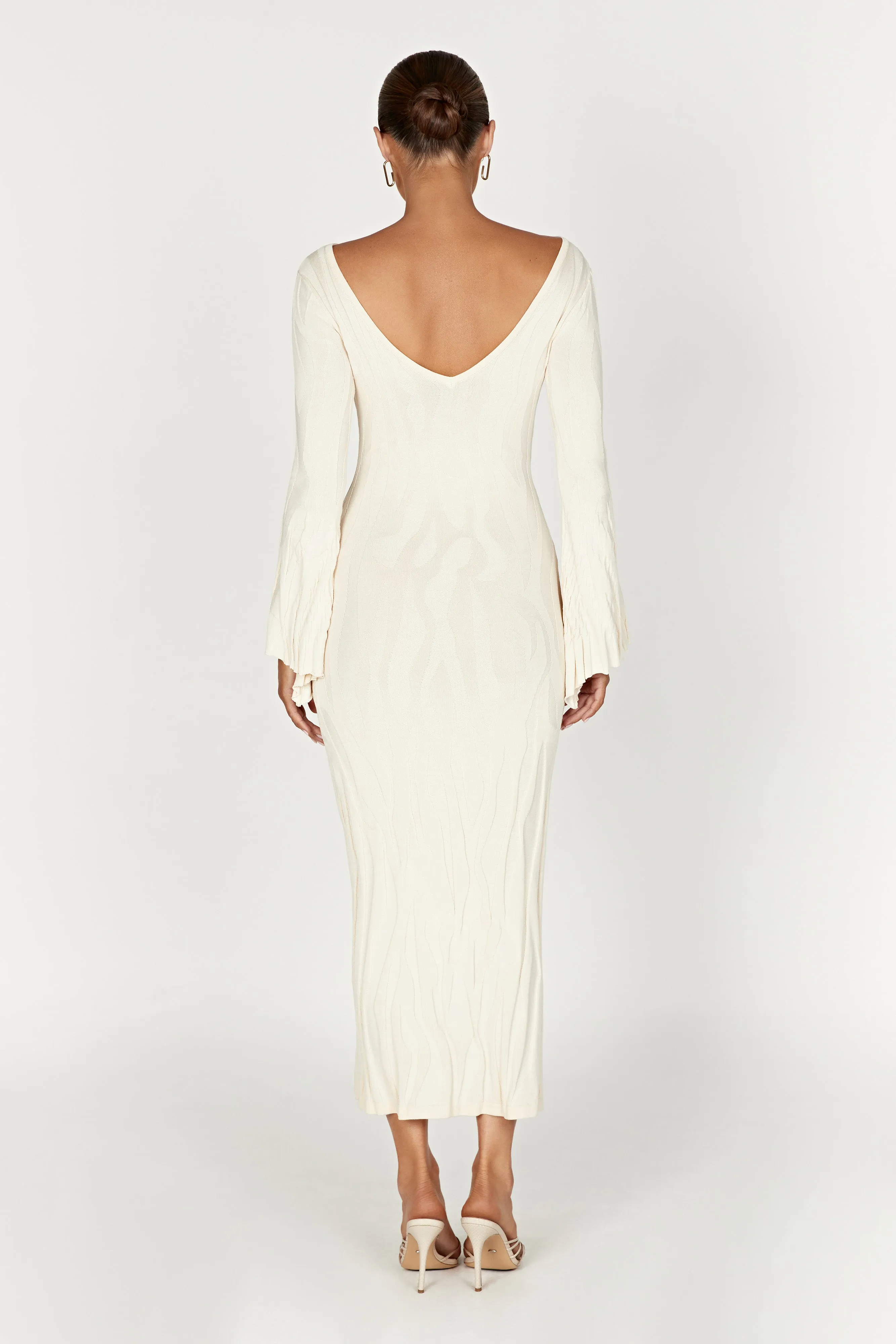 Brinley Long Sleeve Knit Maxi Dress - Ivory sold by Meshki product image thumbnail 2