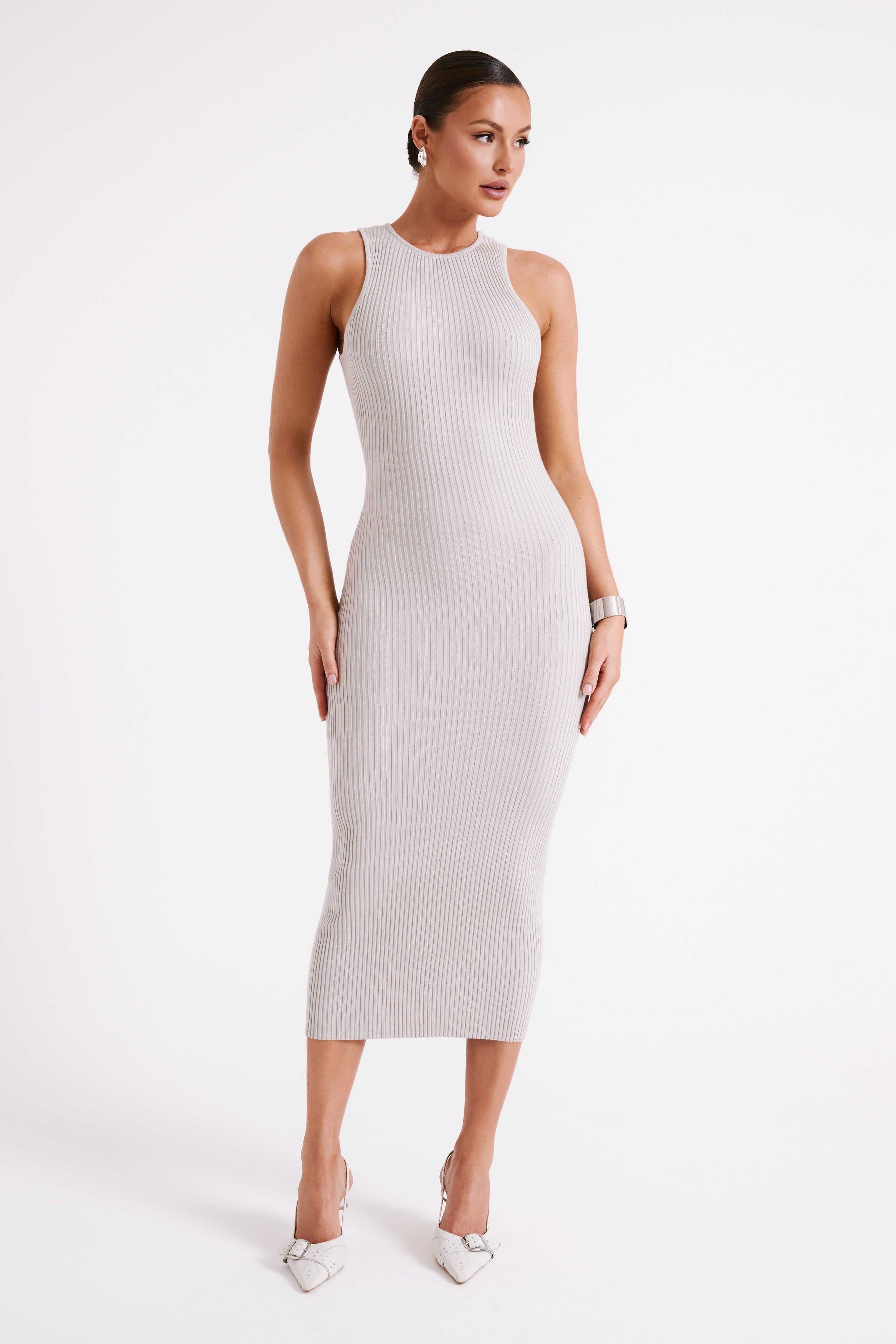 Sienna Midi Knit Dress - Grey sold by Meshki