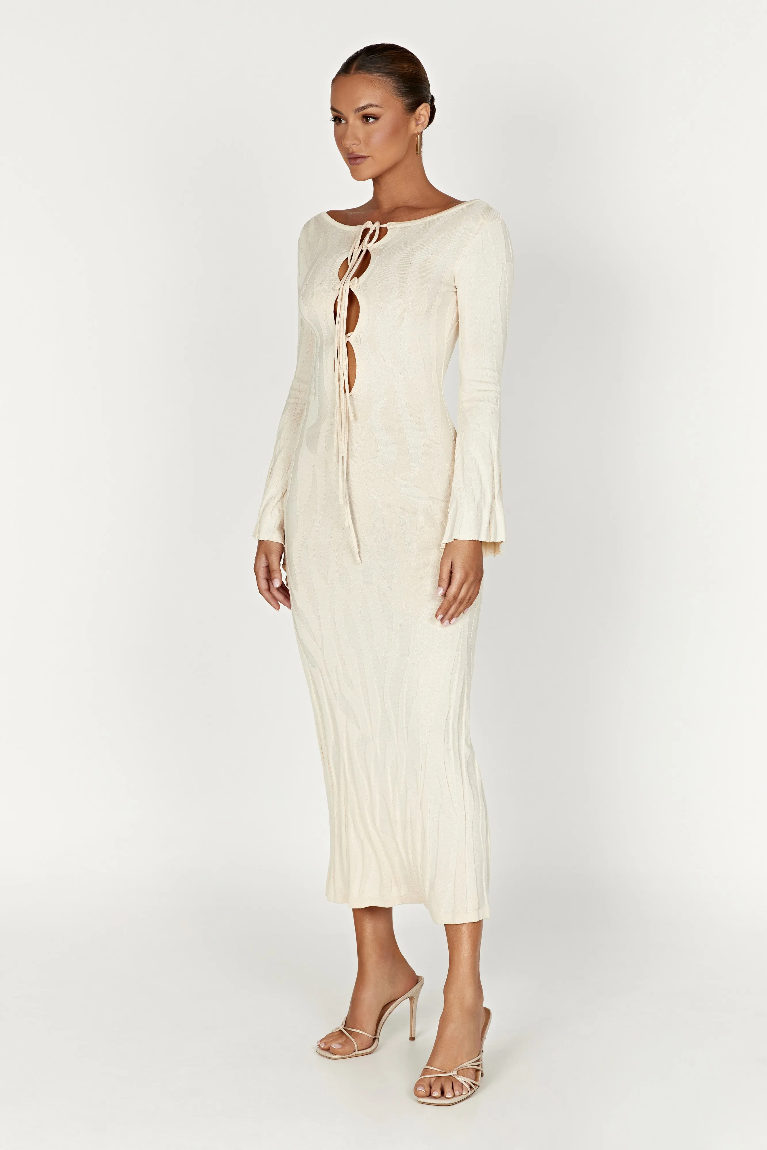 Brinley Long Sleeve Knit Maxi Dress - Ivory sold by Meshki product image thumbnail 4