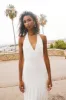 Caity Ribbed Halter Maxi Dress - White sold by Meshki