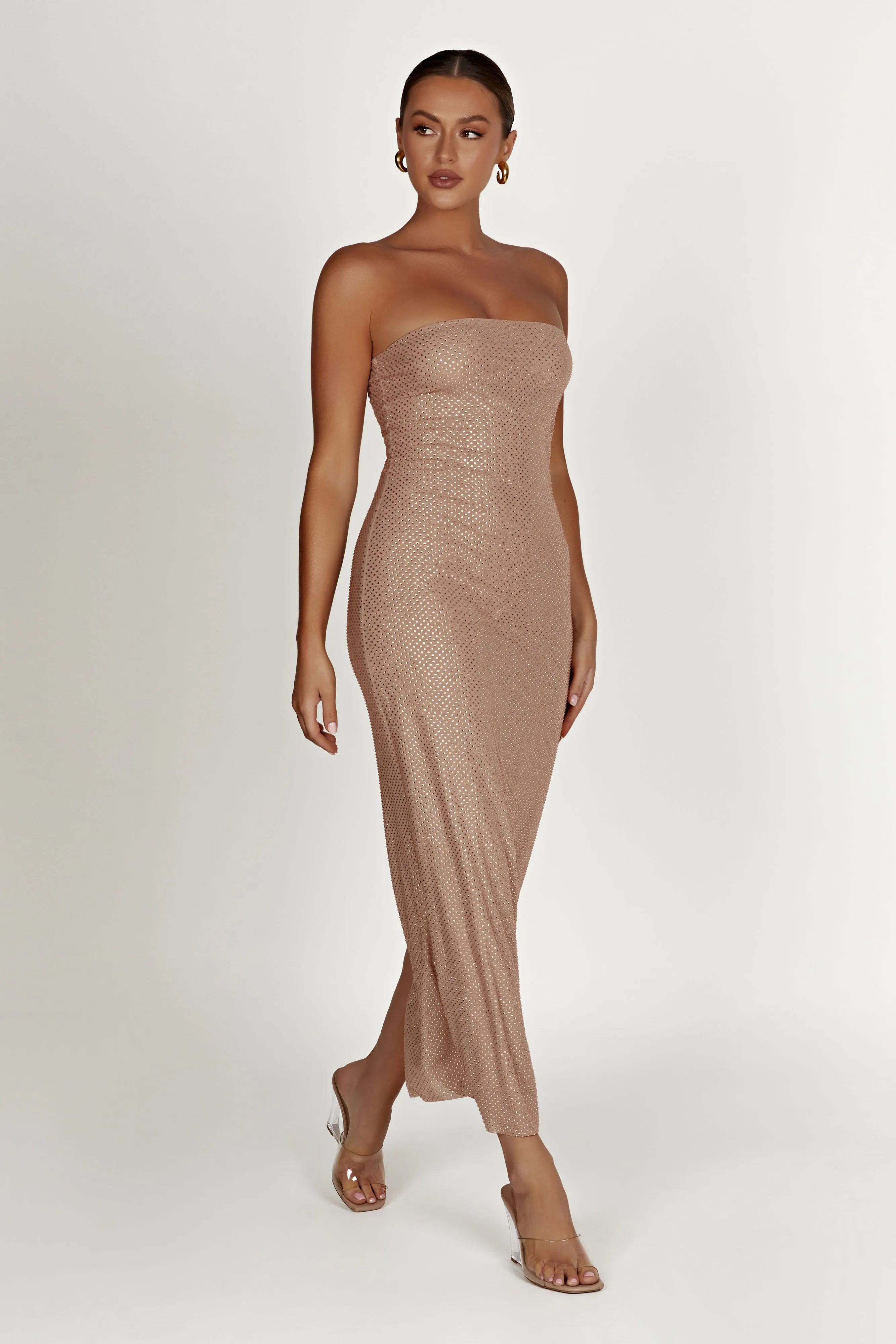 Waverly Strapless Diamante Midi Dress - Nude sold by Meshki product image thumbnail 4