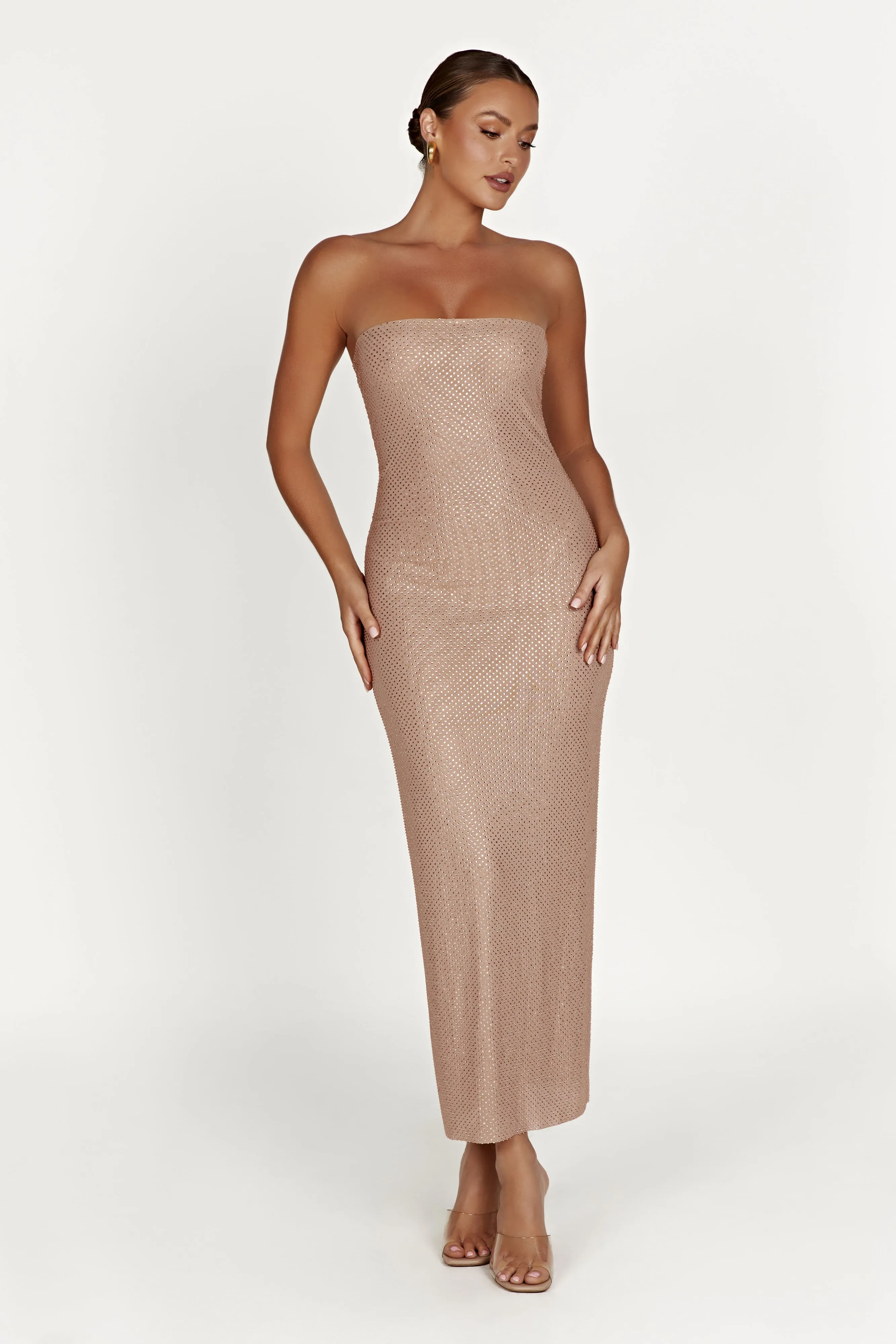 Waverly Strapless Diamante Midi Dress - Nude sold by Meshki product image thumbnail 5