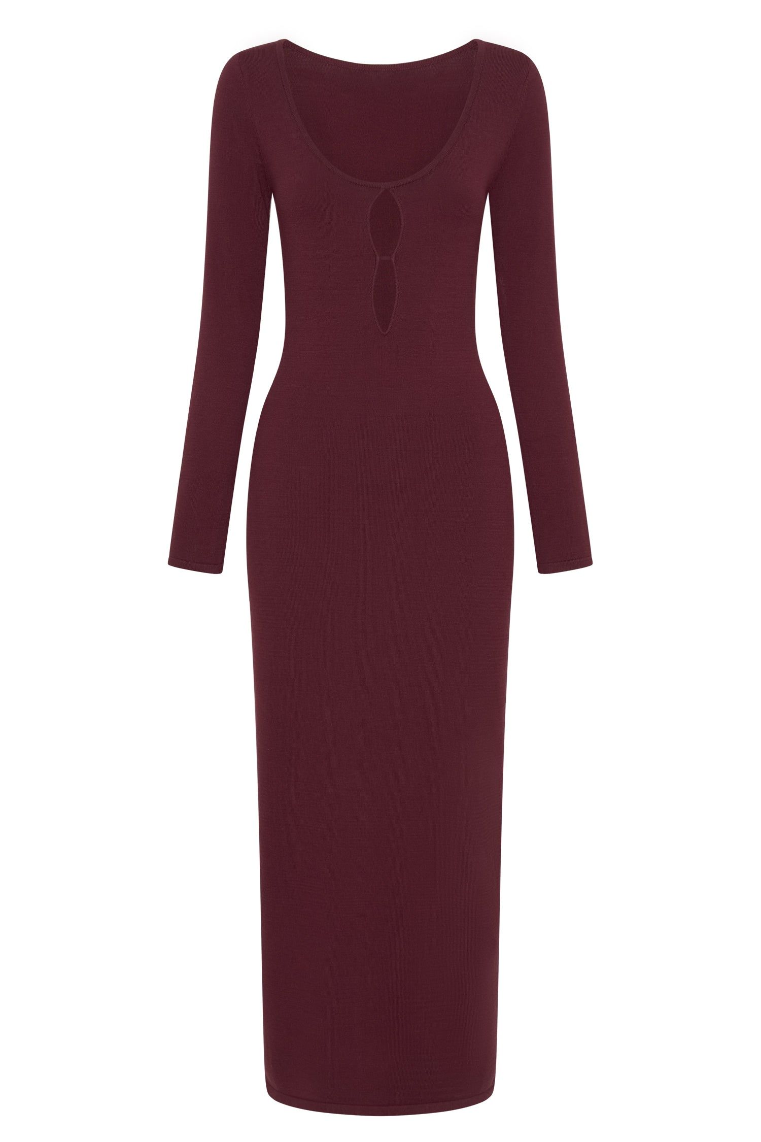 Alma Long Sleeve Knit Midi Dress - Cherry Chocolate sold by Meshki product image thumbnail 10
