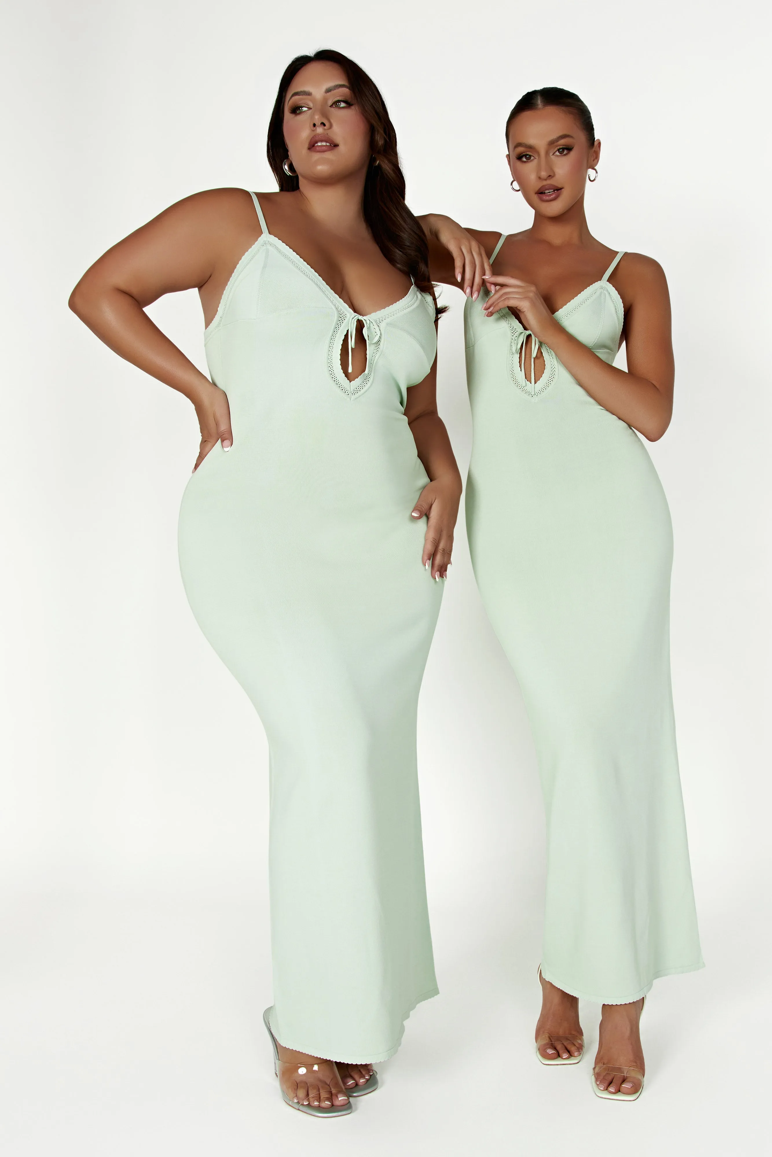 Maia Pointelle Knit Maxi Dress - Pistachio Green sold by Meshki product image thumbnail 4