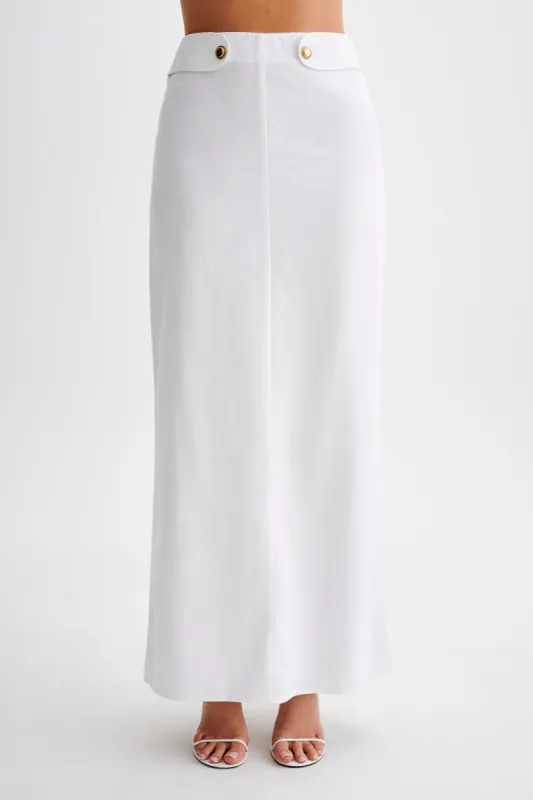 Jordan Linen Maxi Skirt - White sold by Meshki
