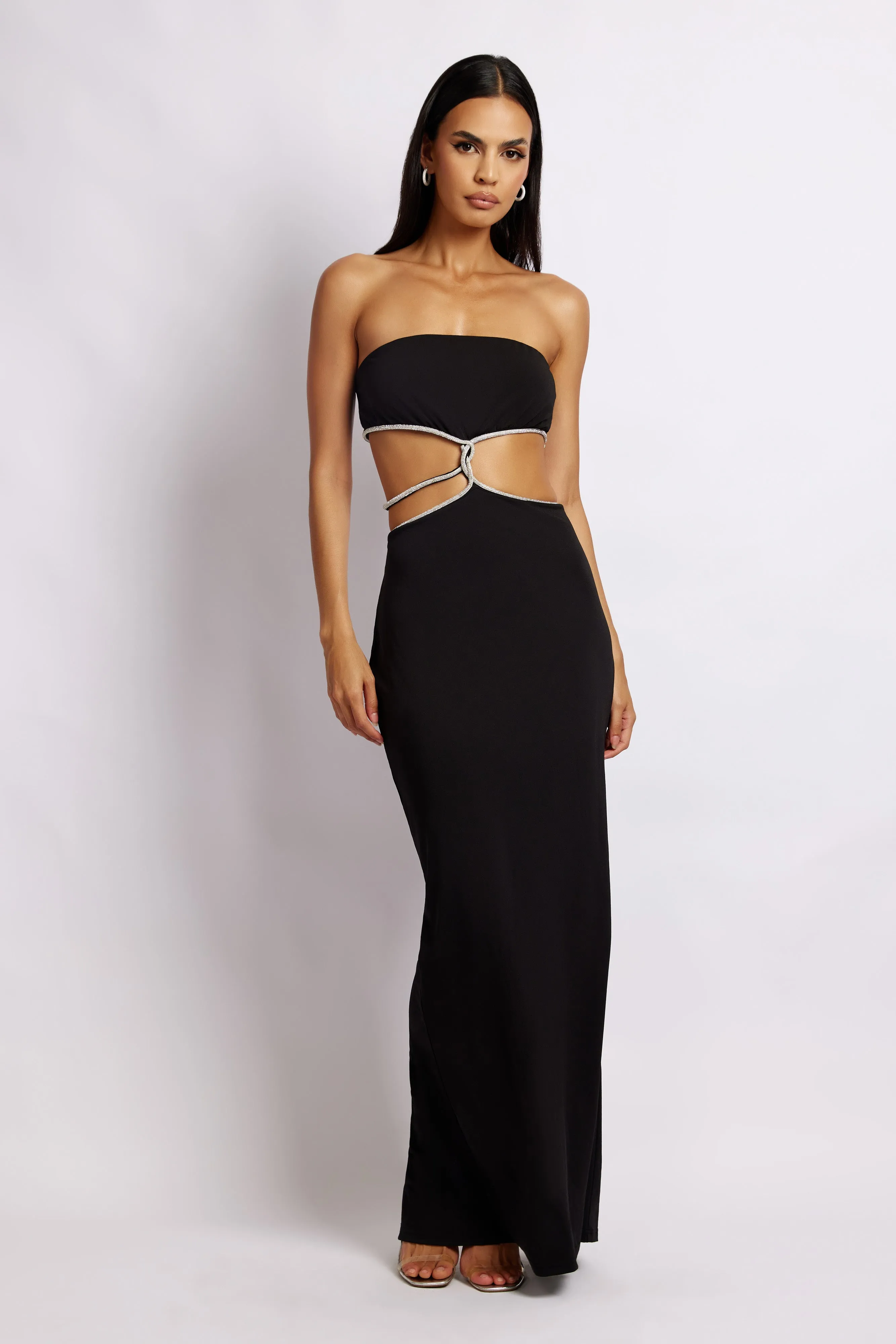 Billie Strapless Maxi Dress - Black sold by Meshki