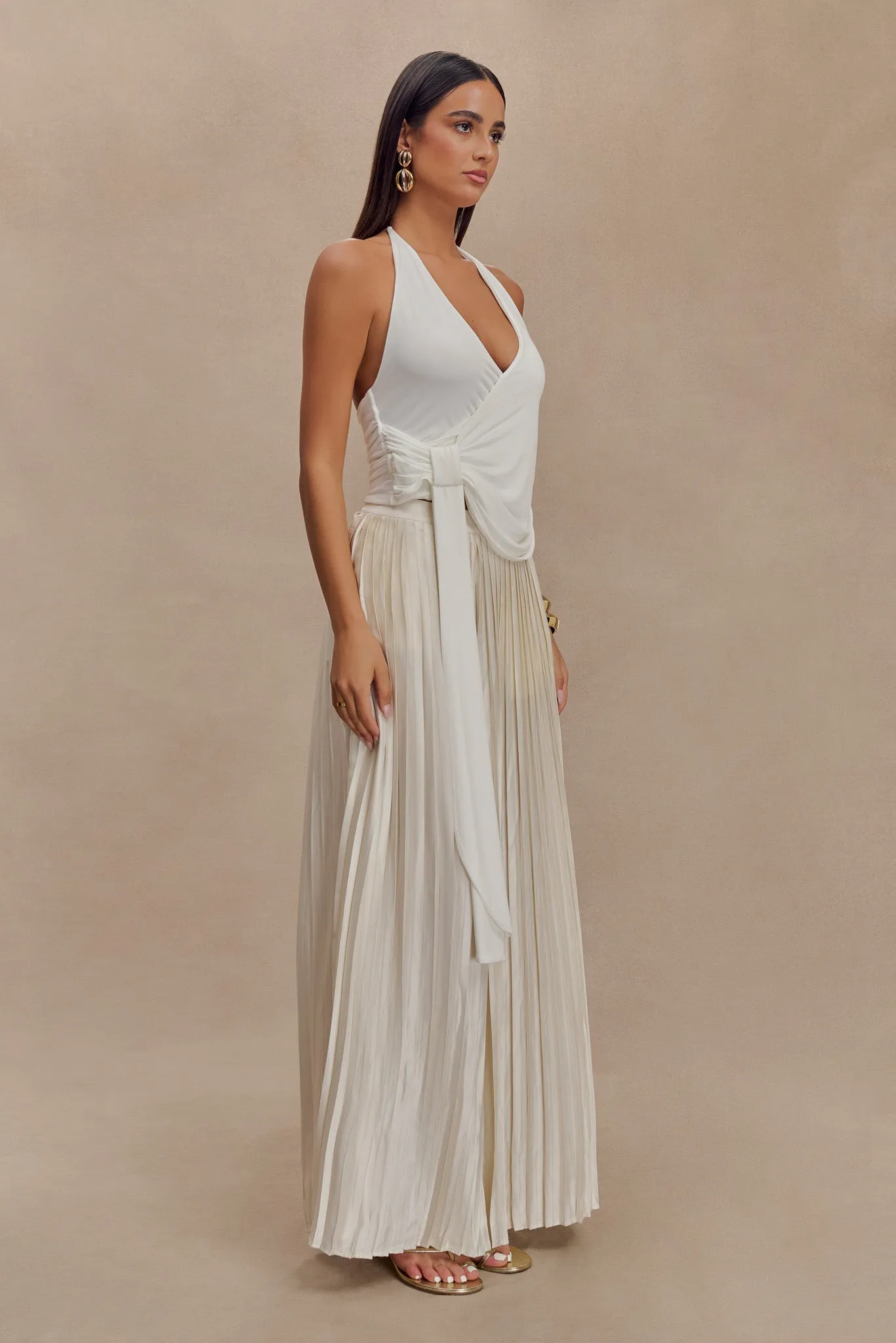 Kennedy Plisse Wide Leg Pants - Ivory sold by Meshki product image thumbnail 4