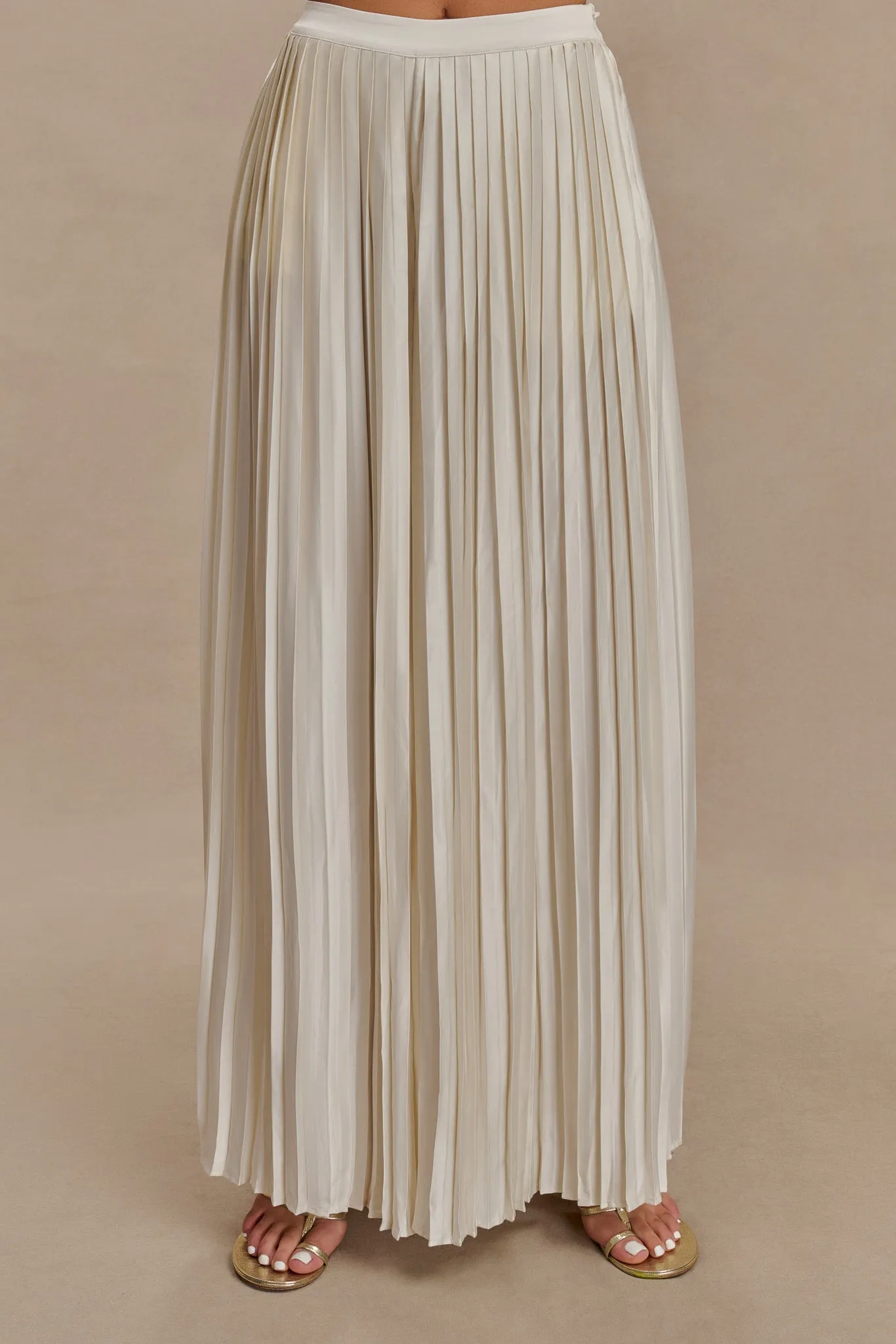 Kennedy Plisse Wide Leg Pants - Ivory sold by Meshki product image thumbnail 5