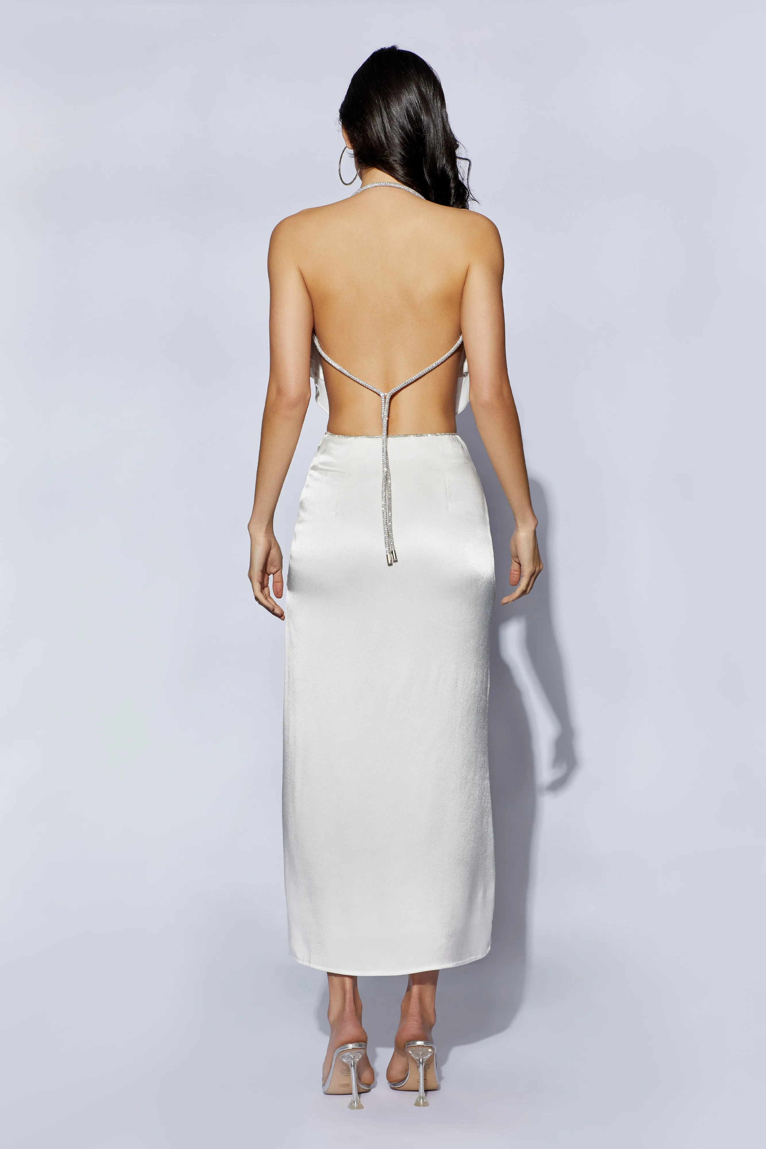 Christie Diamante Rope Maxi Skirt - White sold by Meshki product image thumbnail 5