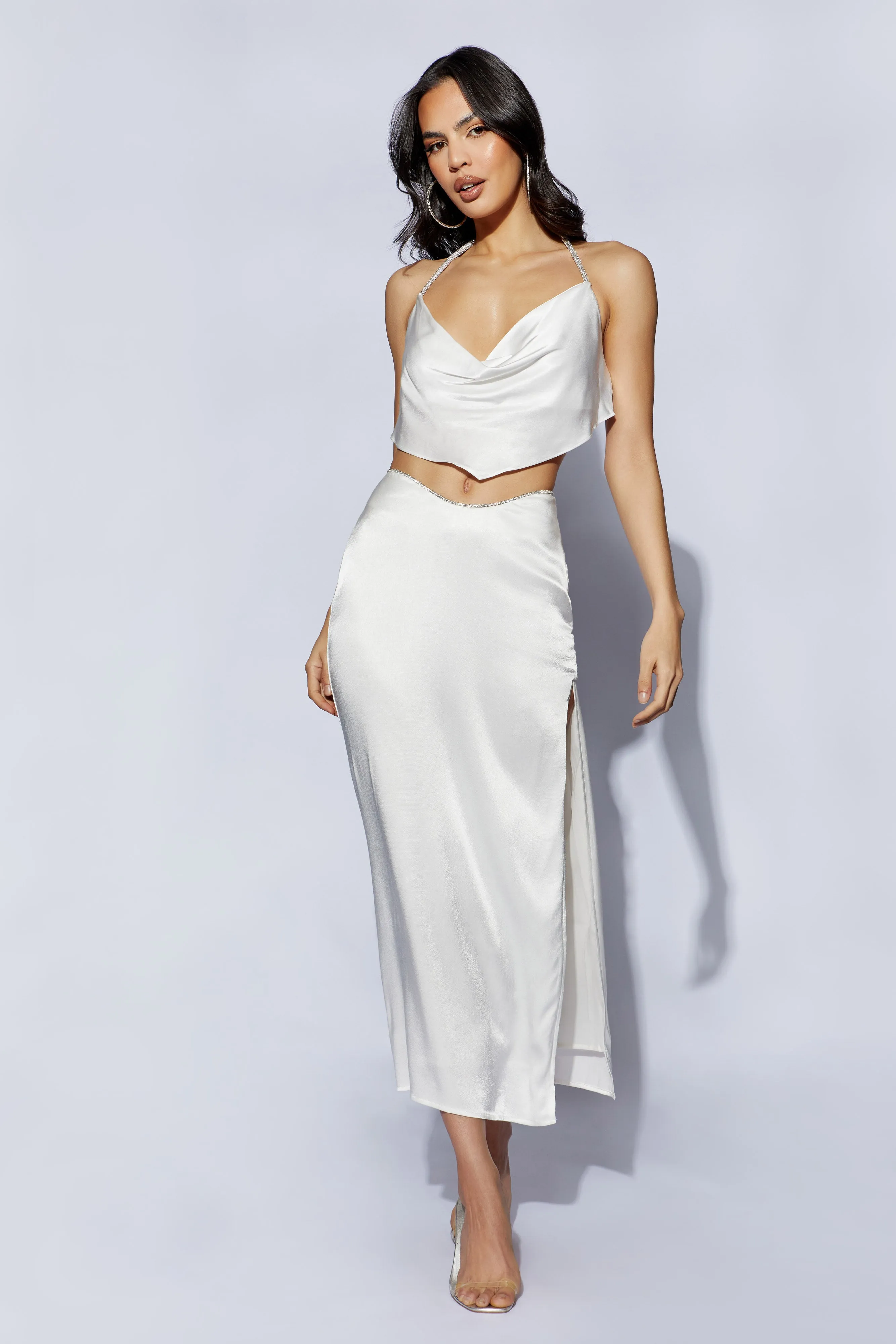 Christie Diamante Rope Maxi Skirt - White sold by Meshki product image thumbnail 3